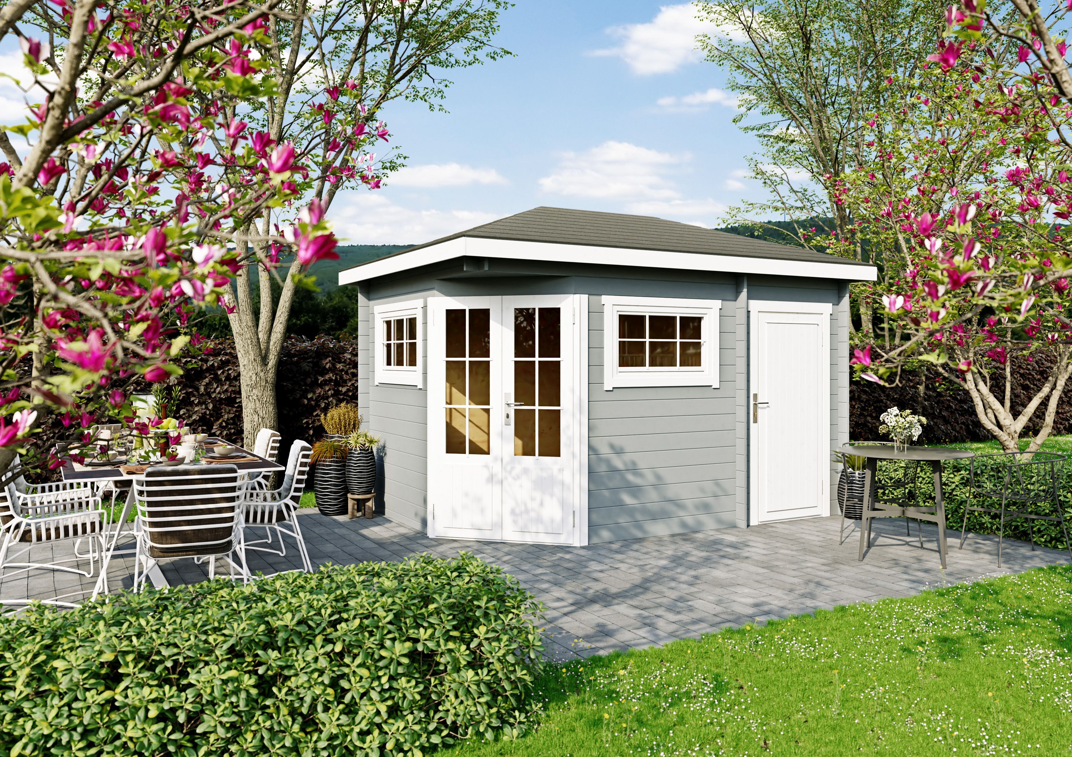Fjordholz 5-Eck Gartenhaus Modell Evelyn 2D