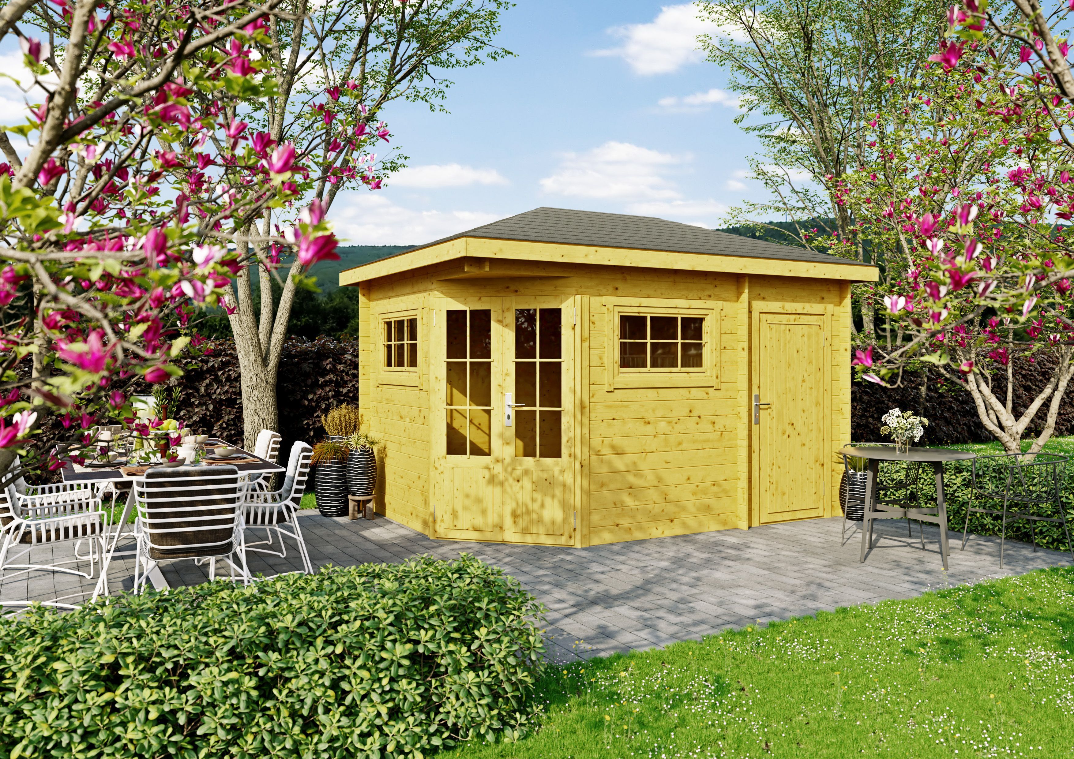 Fjordholz 5-Eck Gartenhaus Modell Evelyn 2D