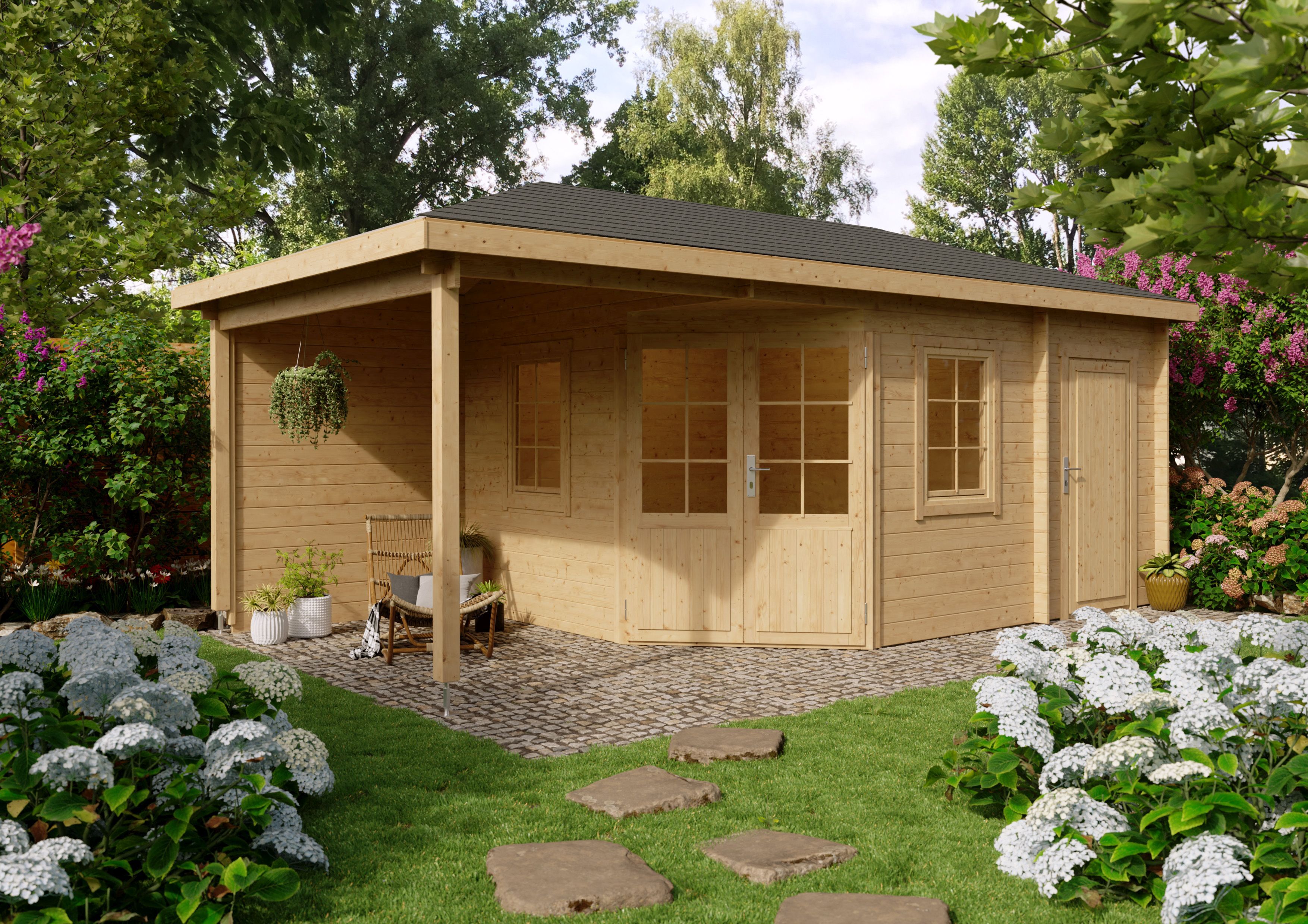 Fjordholz 5-Eck Gartenhaus Modell Evelyn 3E