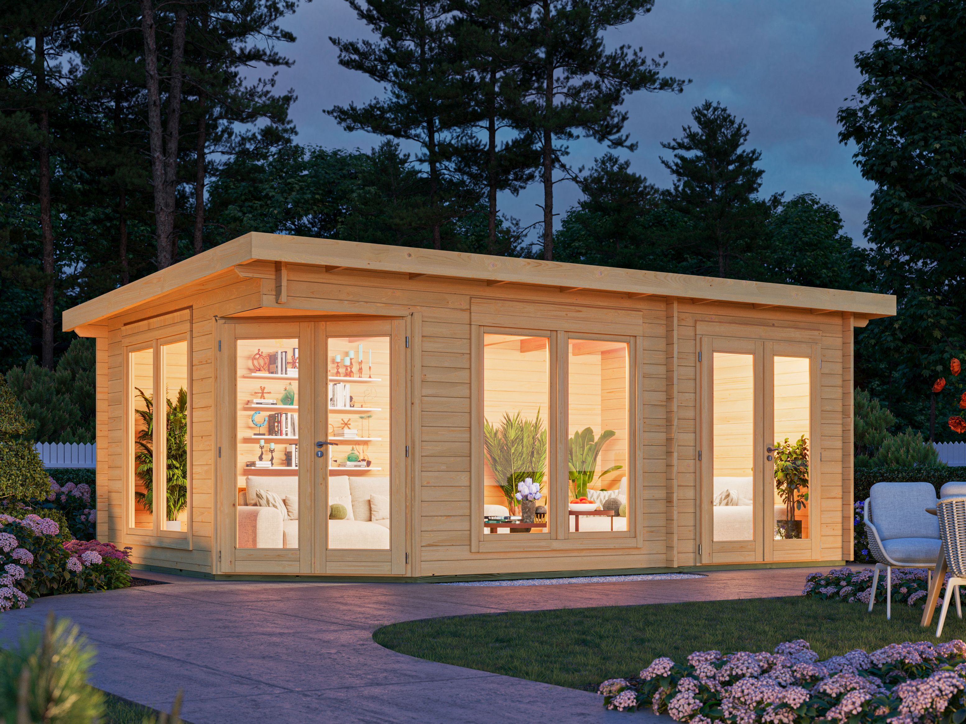 Fjordholz 5 Eck Gartenhaus Modell Julia 40