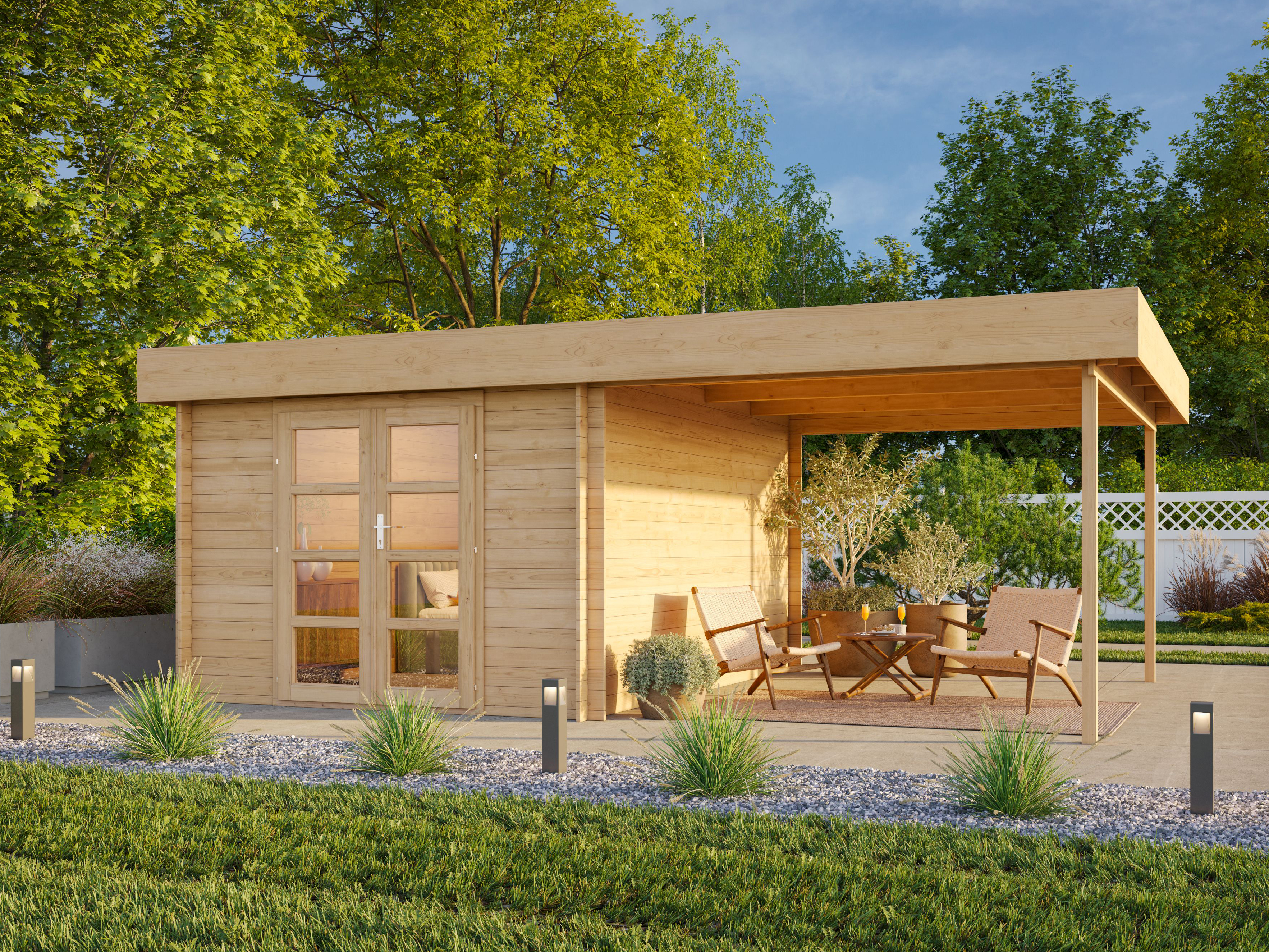 Fjordholz Flachdach Gartenhaus Modell Felix 28