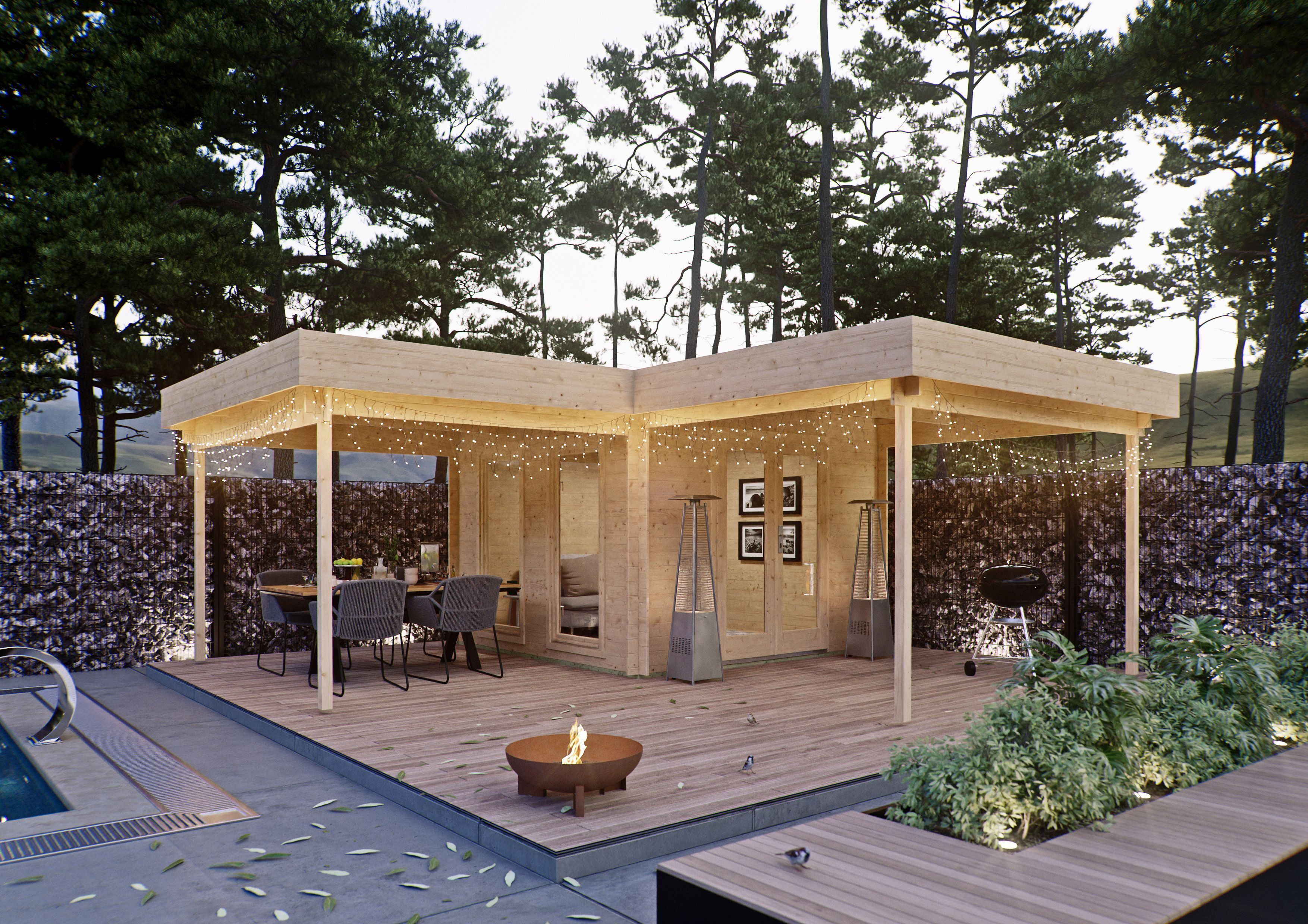 Fjordholz Flachdach Gartenhaus Modell Holda 28