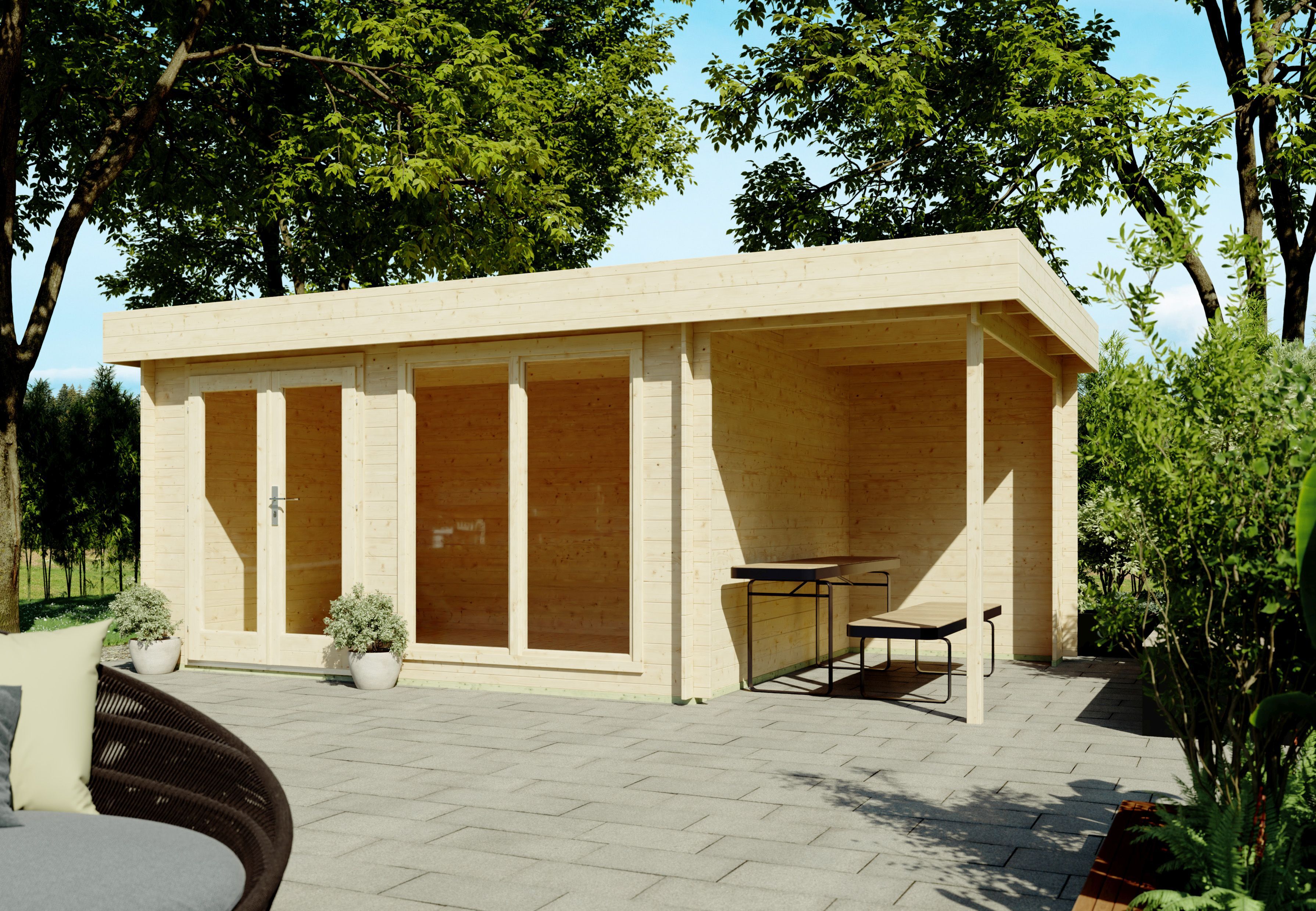 Fjordholz Flachdach Gartenhaus Modell Luke 28
