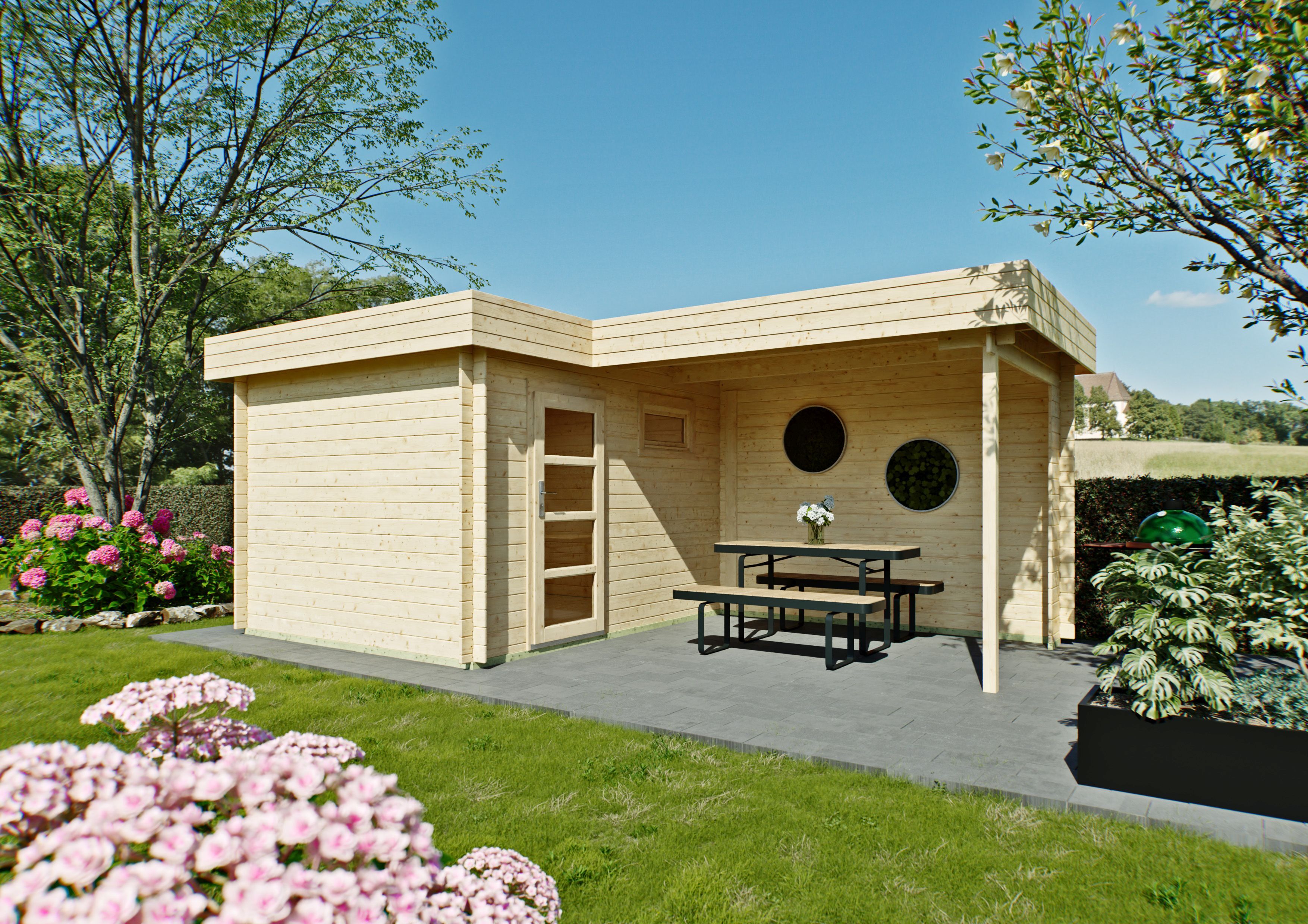 Fjordholz Flachdach Gartenhaus Modell Odina 28 A