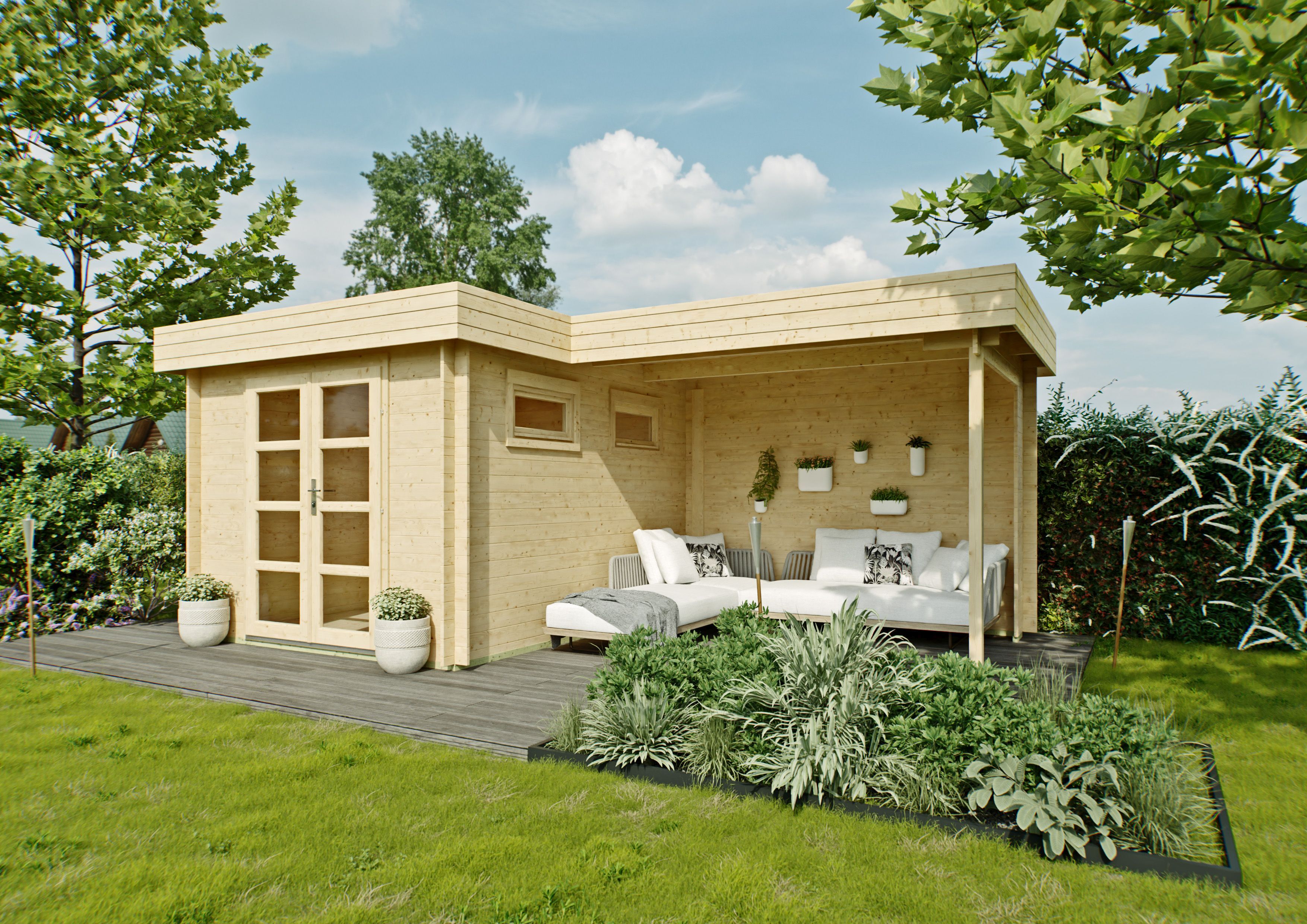 Fjordholz Flachdach Gartenhaus Modell Odina 28 B