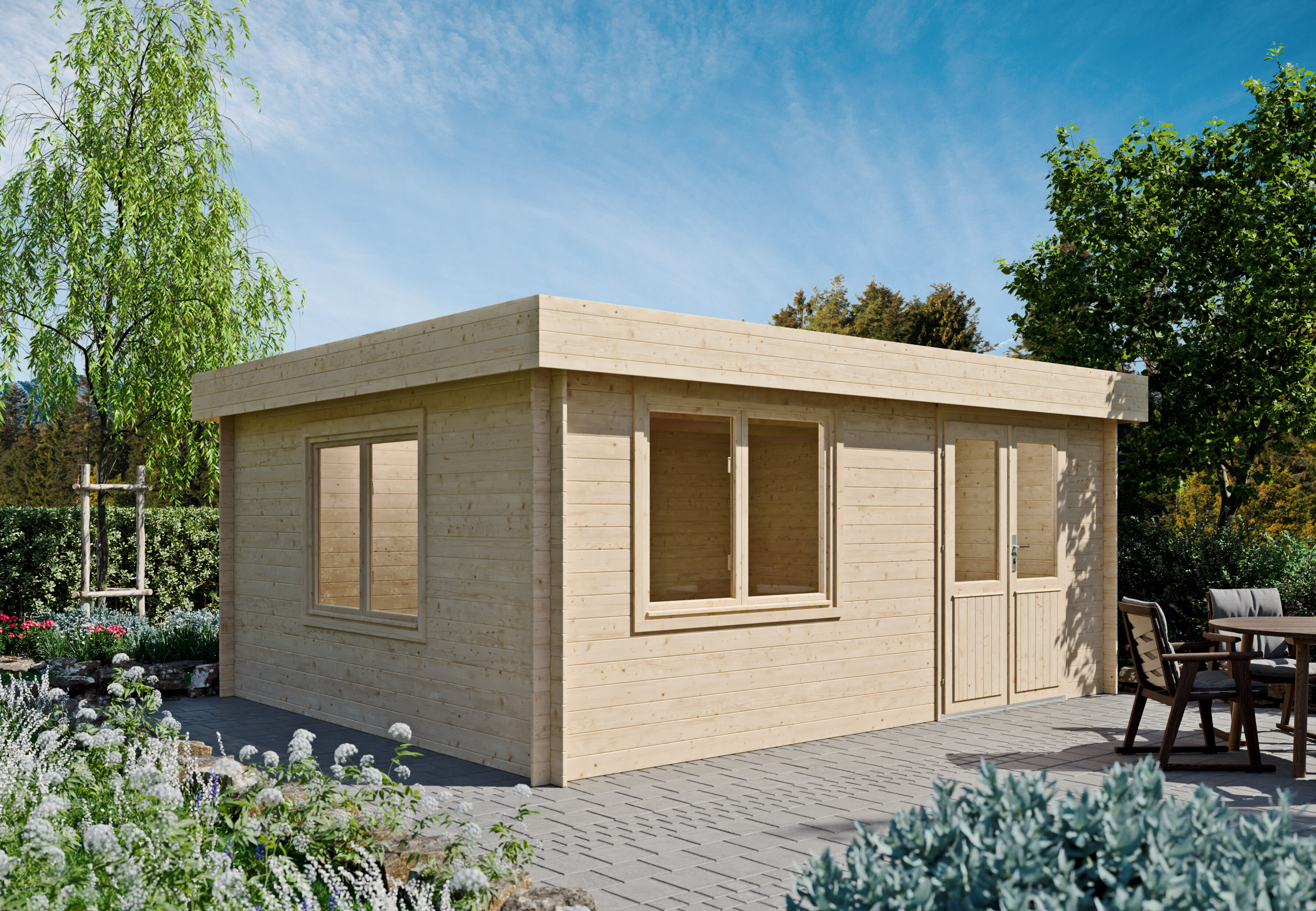 Fjordholz Flachdach Gartenhaus Modell Orka 28 A