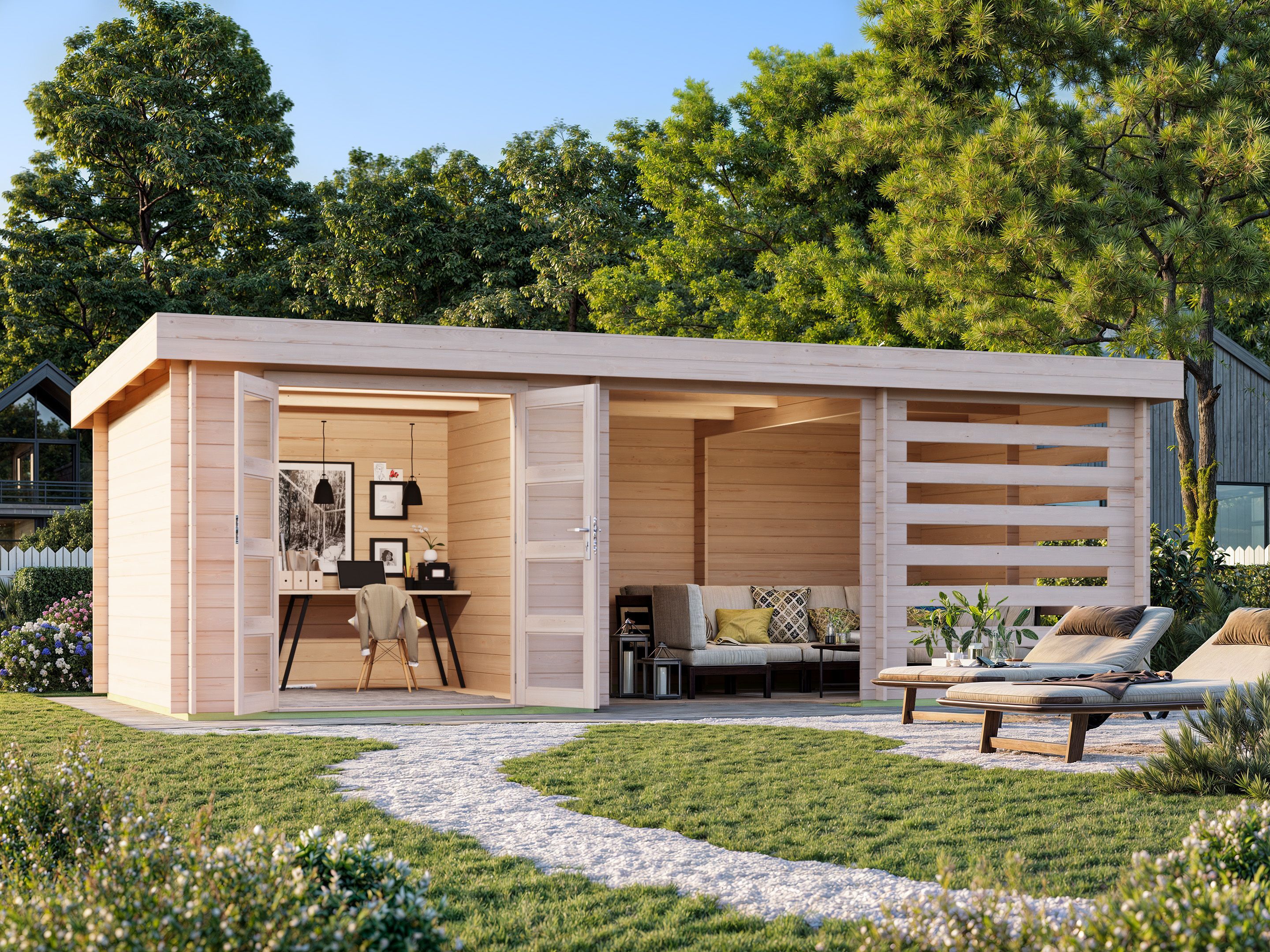 Fjordholz Flachdach Gartenhaus Modell Samim 28