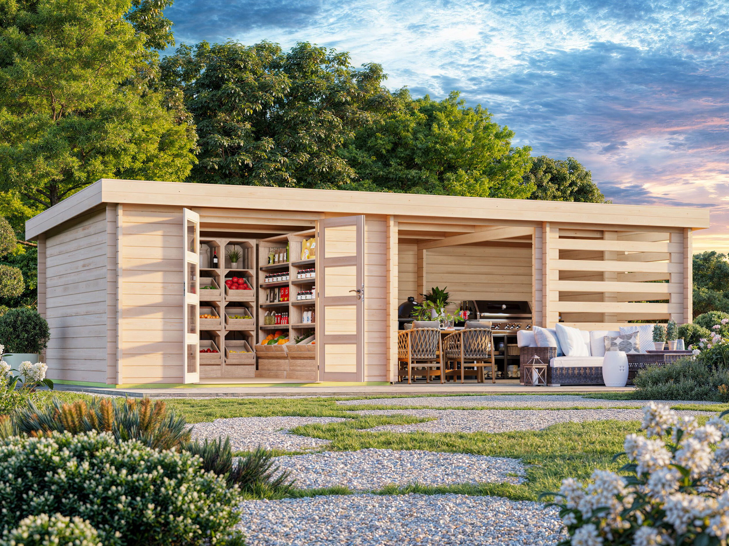 Fjordholz Flachdach Gartenhaus Modell Samim 44