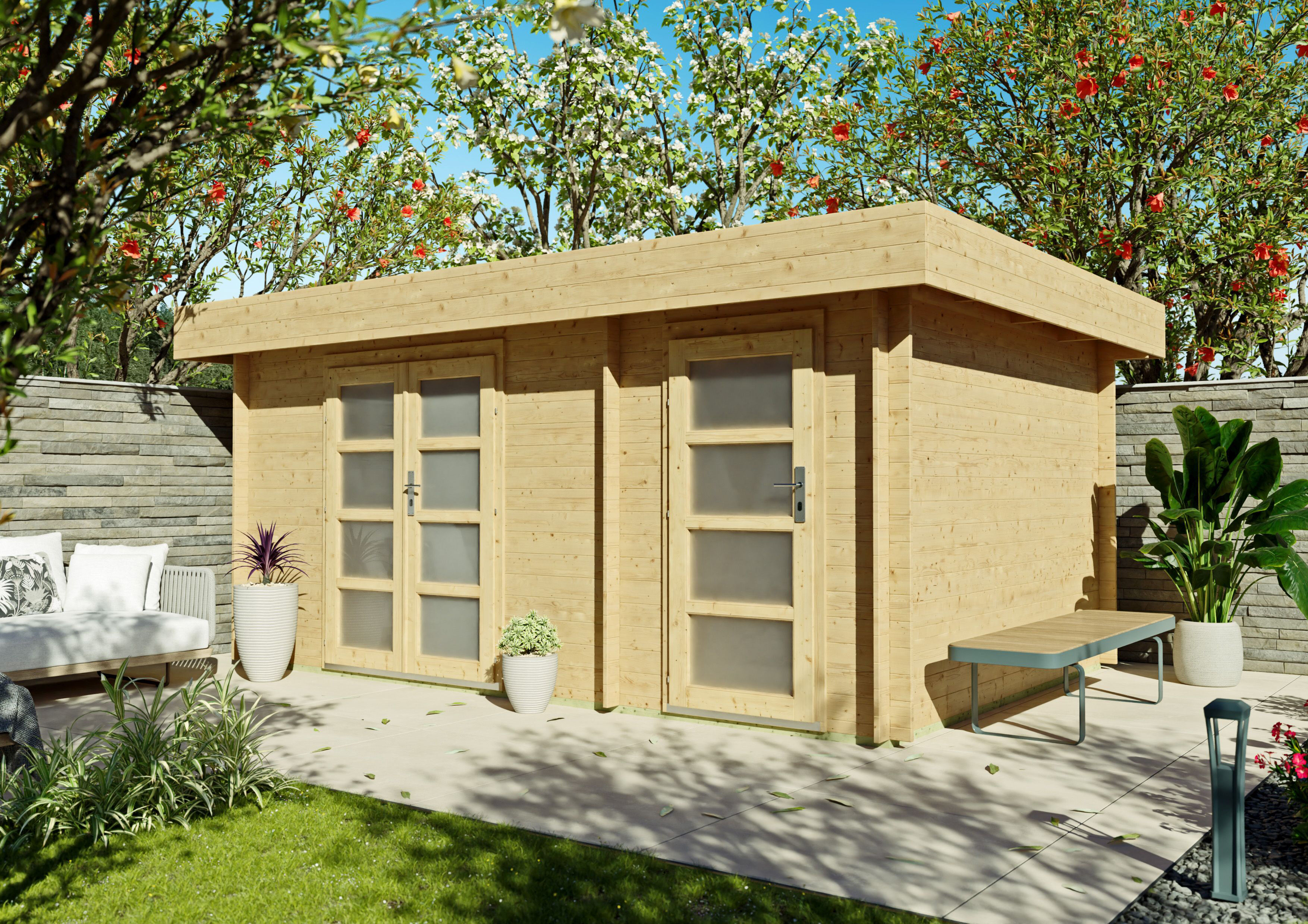 Fjordholz Flachdach Gartenhaus Modell Tekla 28