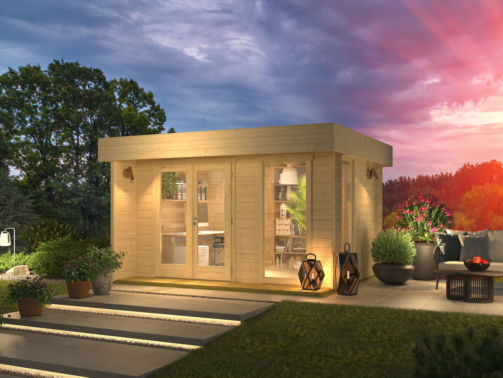 Fjordholz Gartenhaus mit Flachdach Modell Kubi Min