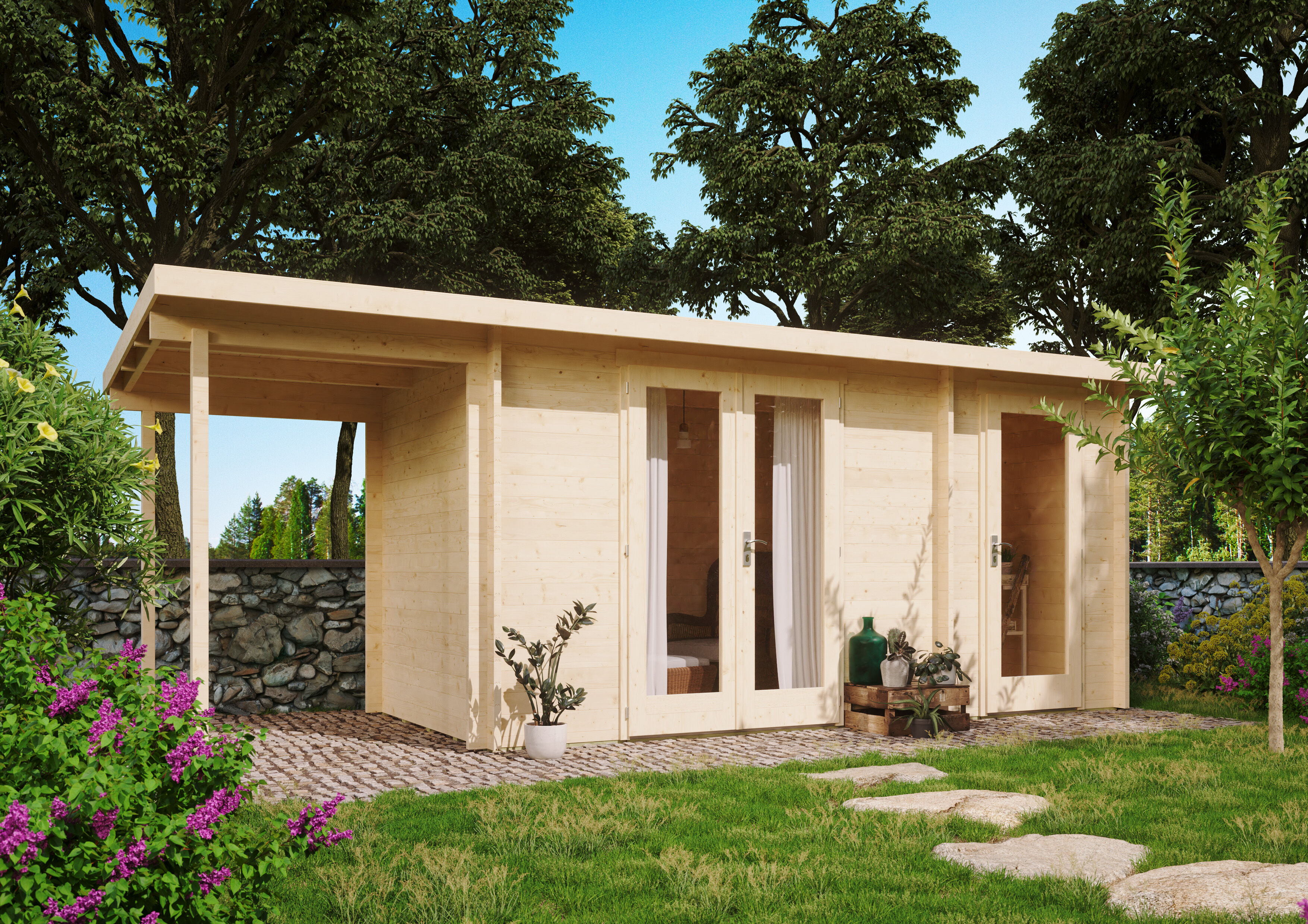 Fjordholz Gartenhaus Modell Carin 44 A +SD