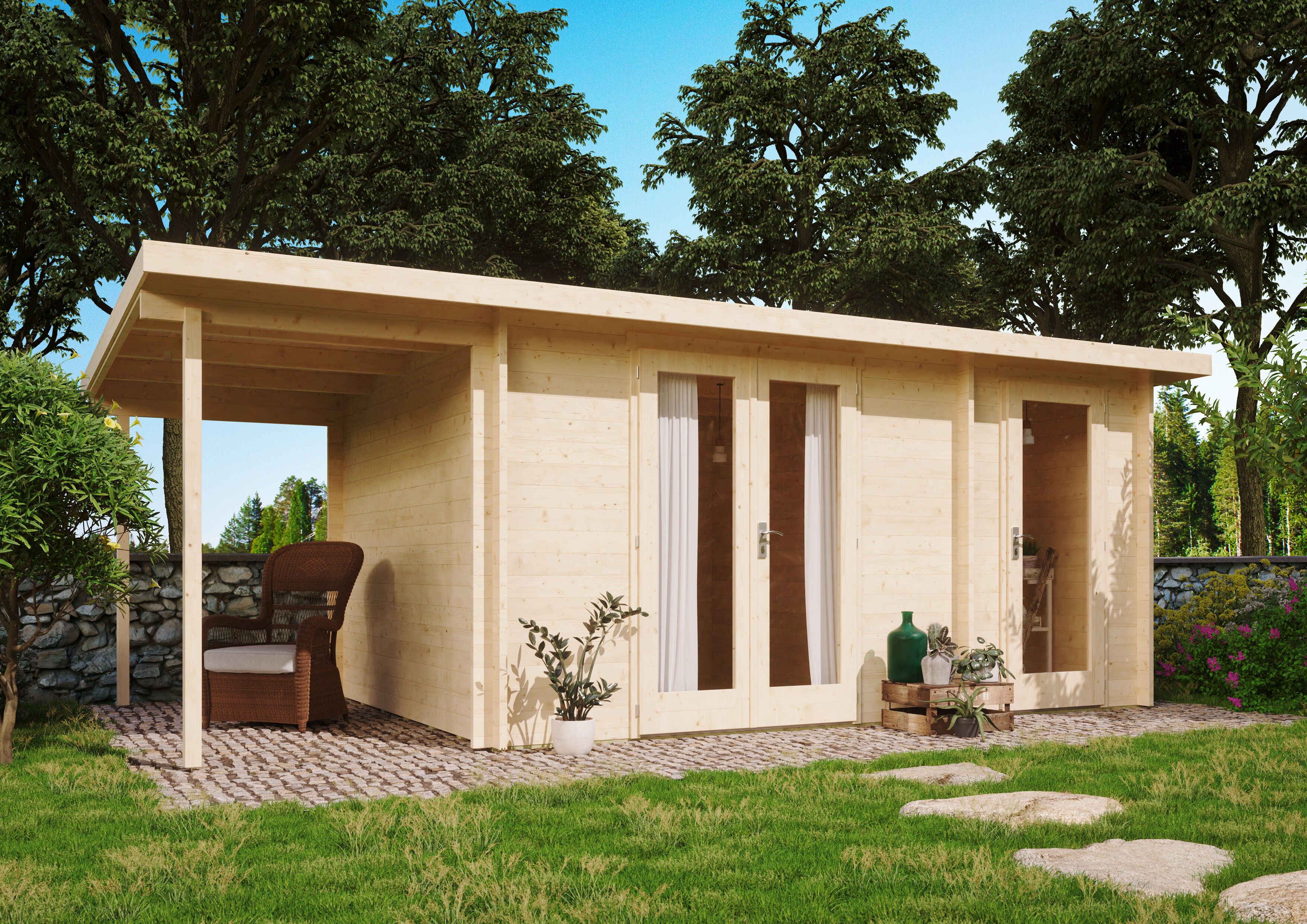 Fjordholz Gartenhaus Modell Carin 44 C +SD