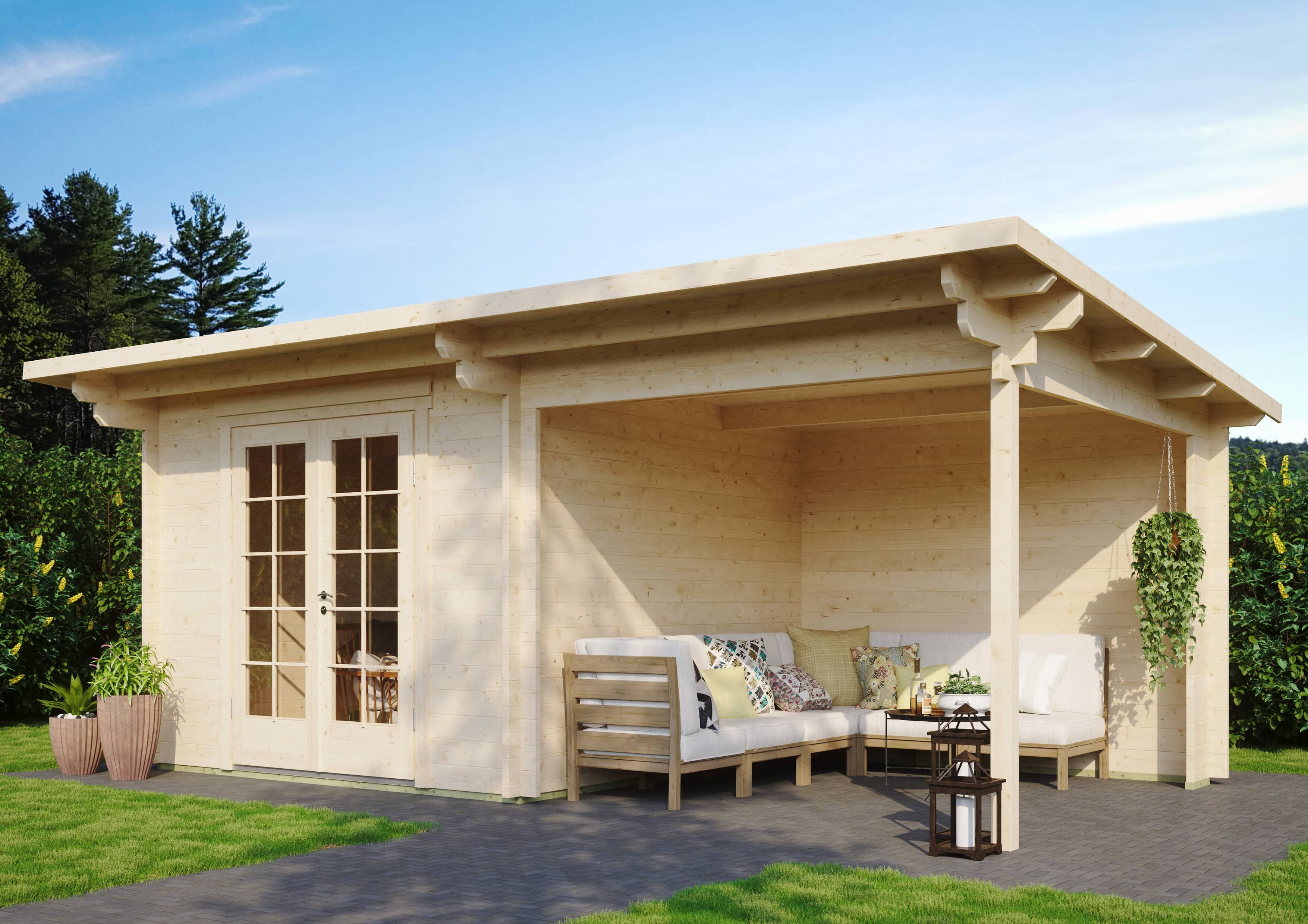 Fjordholz Gartenhaus Modell Jacob 44 A mit Seitend
