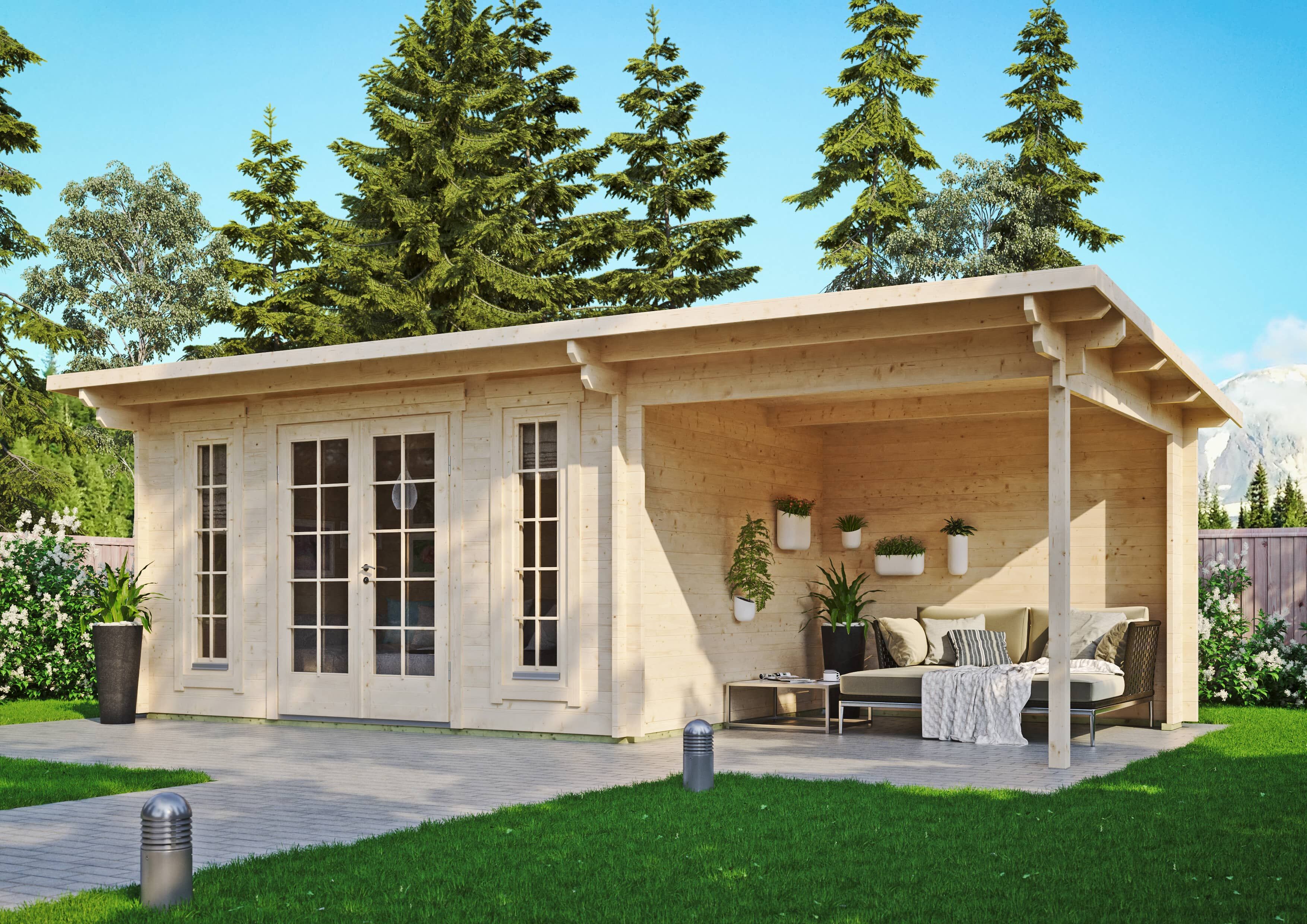 Fjordholz Gartenhaus Modell Jacob 44 B mit Seitend