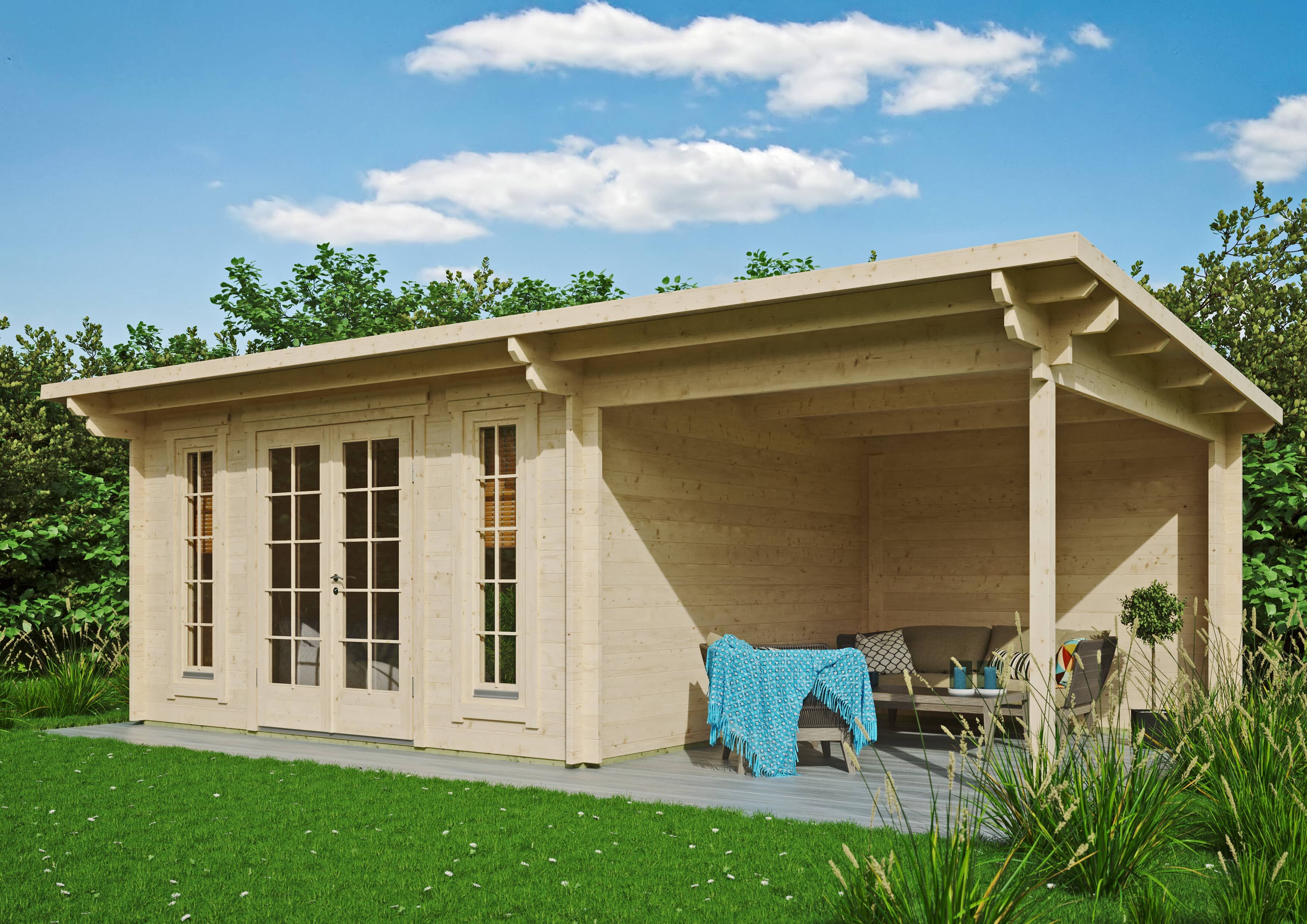 Fjordholz Gartenhaus Modell Jacob 44 C mit Seitend
