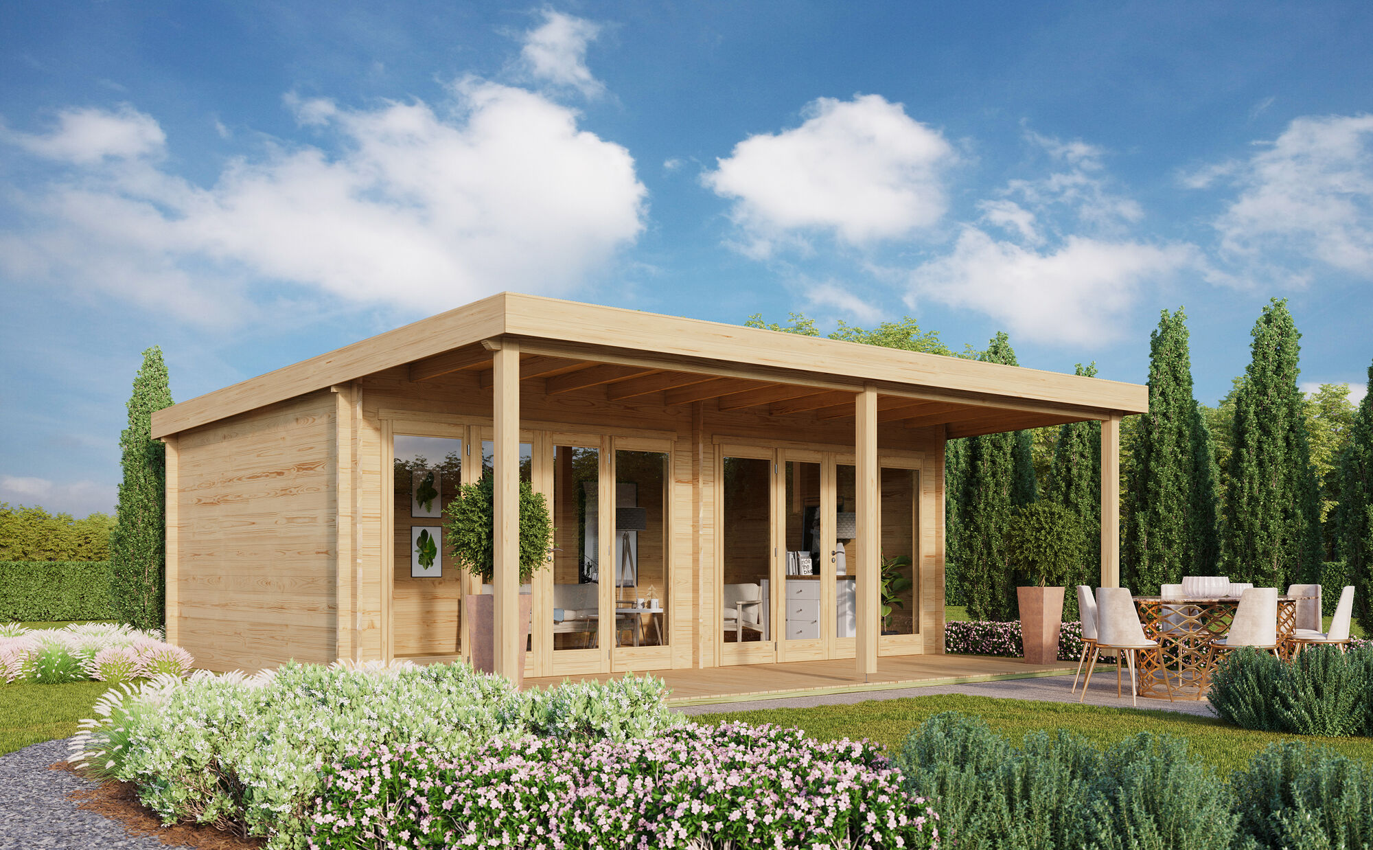 Fjordholz Gartenhaus Modell Kevin 70 mit Vordach