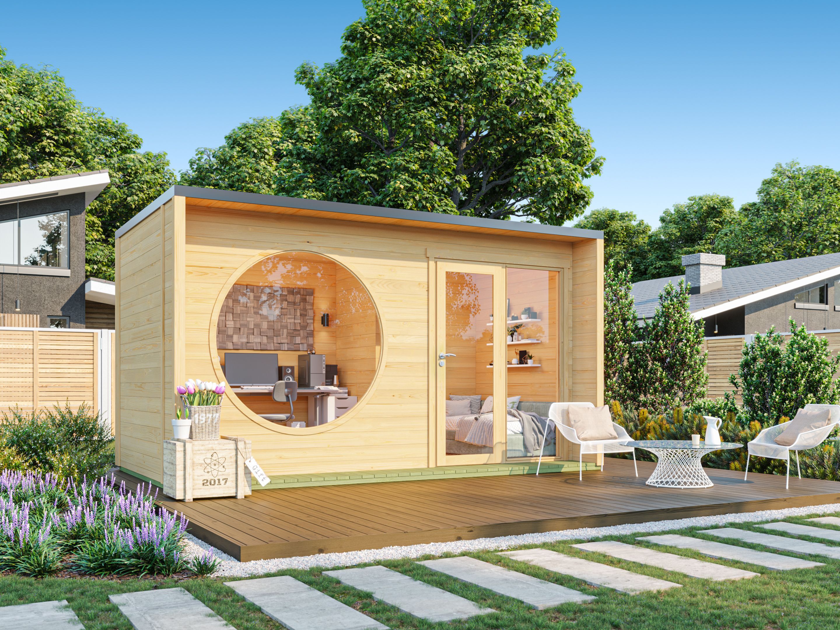 Fjordholz Gartenhaus Modell Office Box Größe M nat