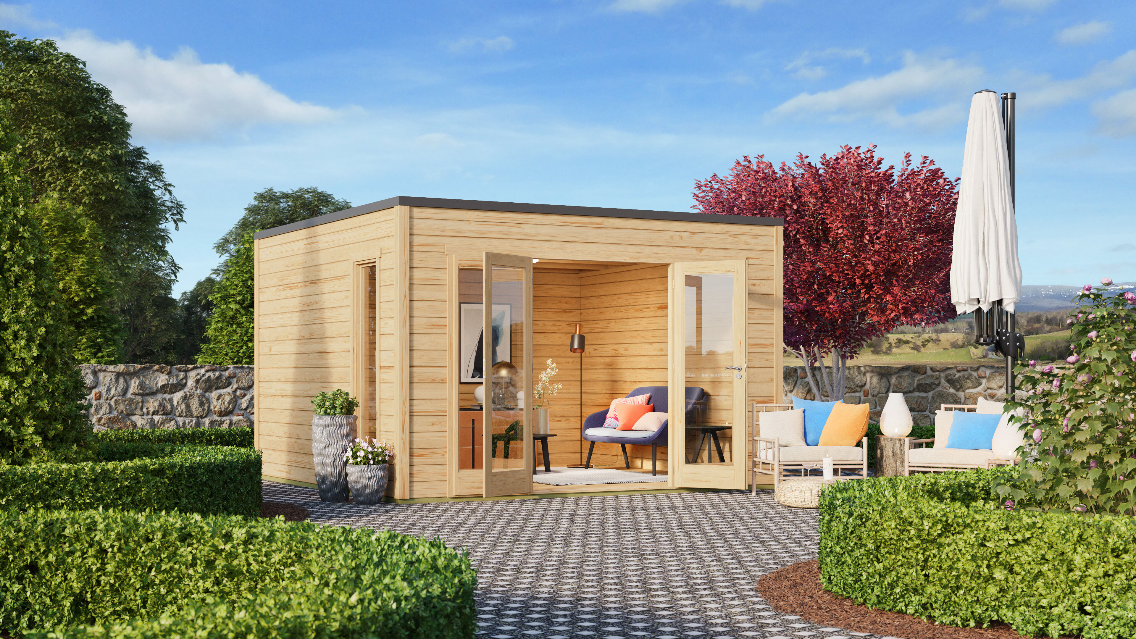 Fjordholz Gartenhaus Modell Q-BIC 44 A