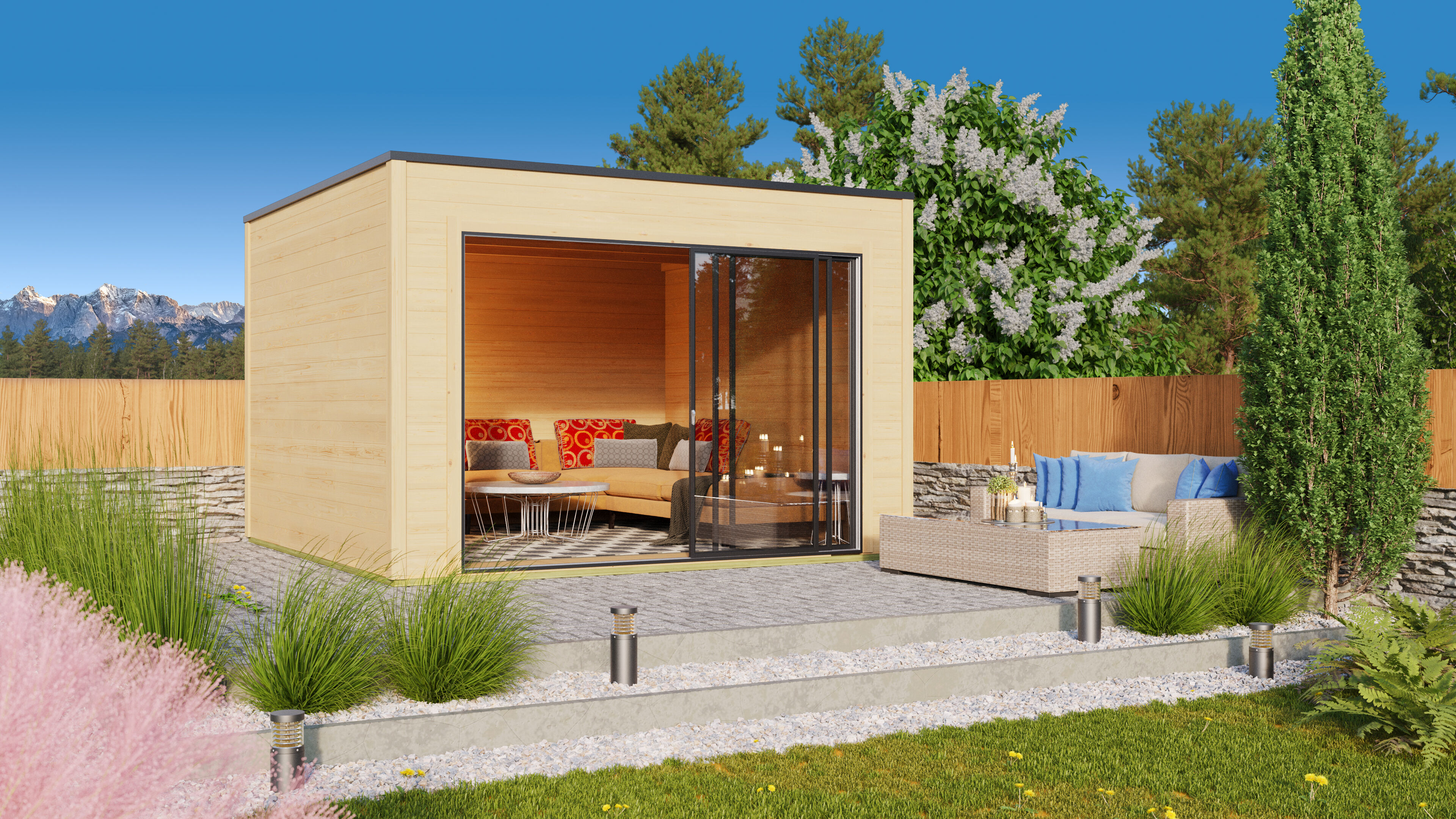Fjordholz Gartenhaus Modell Q-BIC Alu 44 A