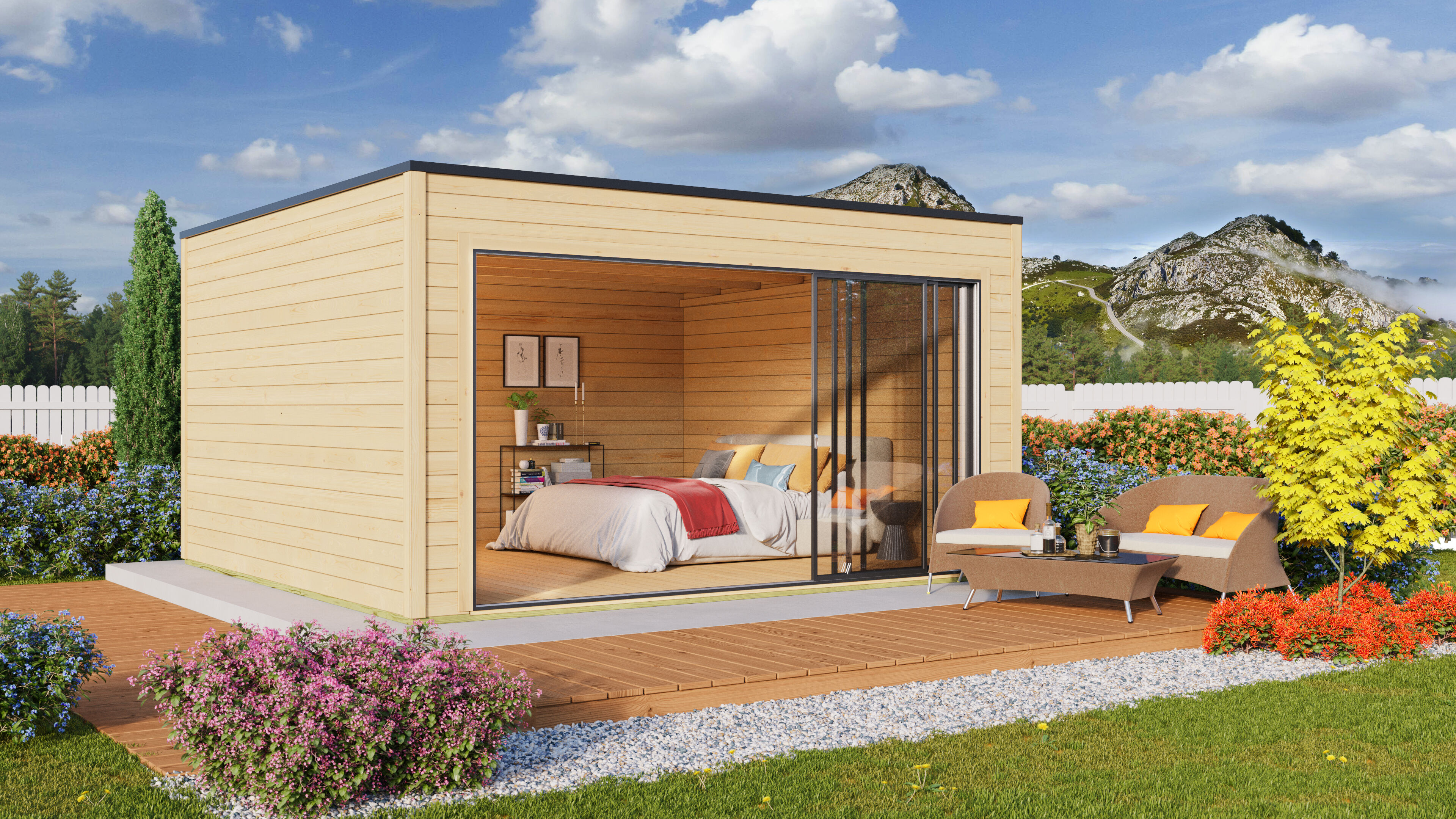 Fjordholz Gartenhaus Modell Q-BIC Alu 44 C
