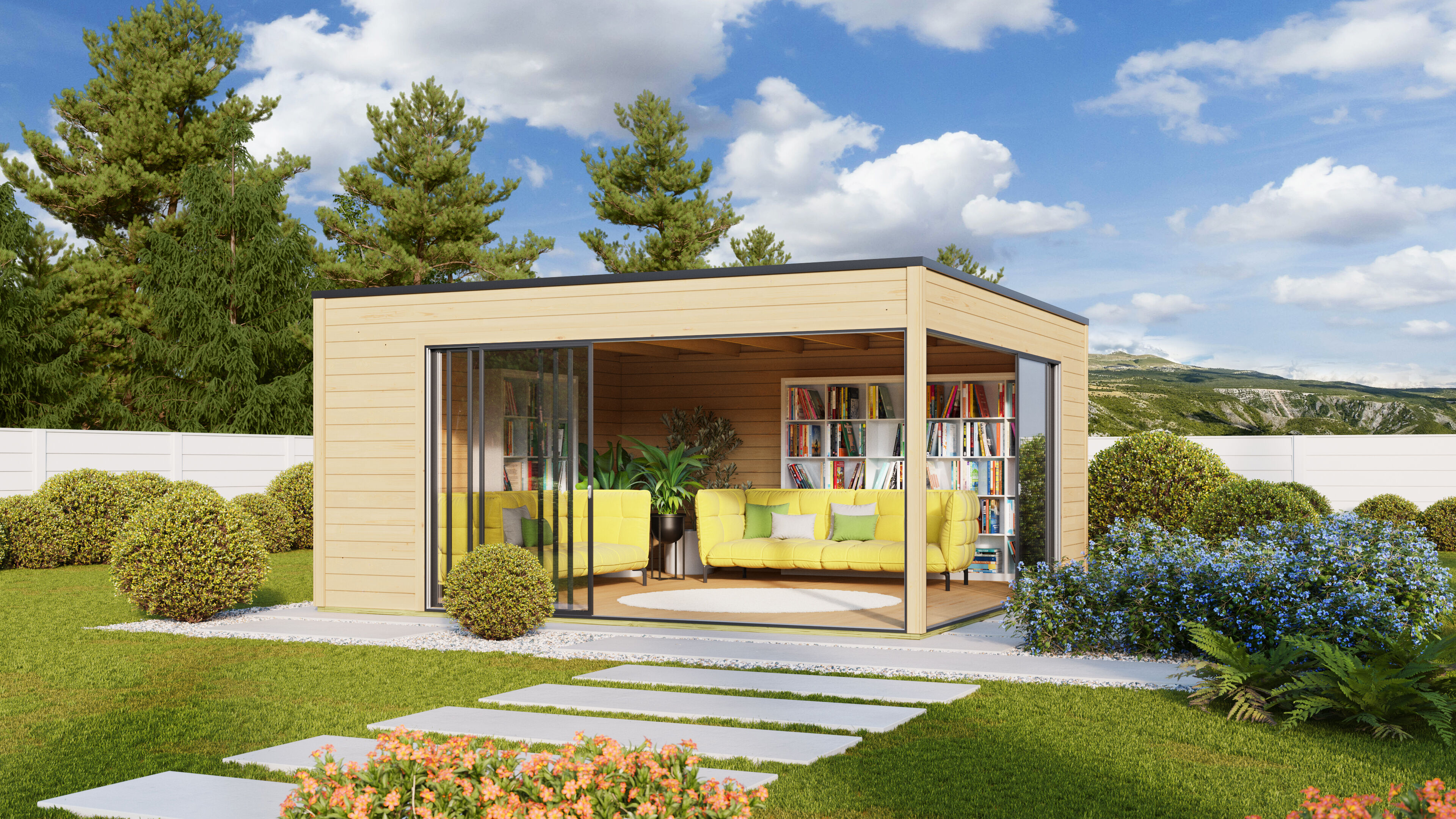 Fjordholz Gartenhaus Modell Q-BIC Alu 44 F