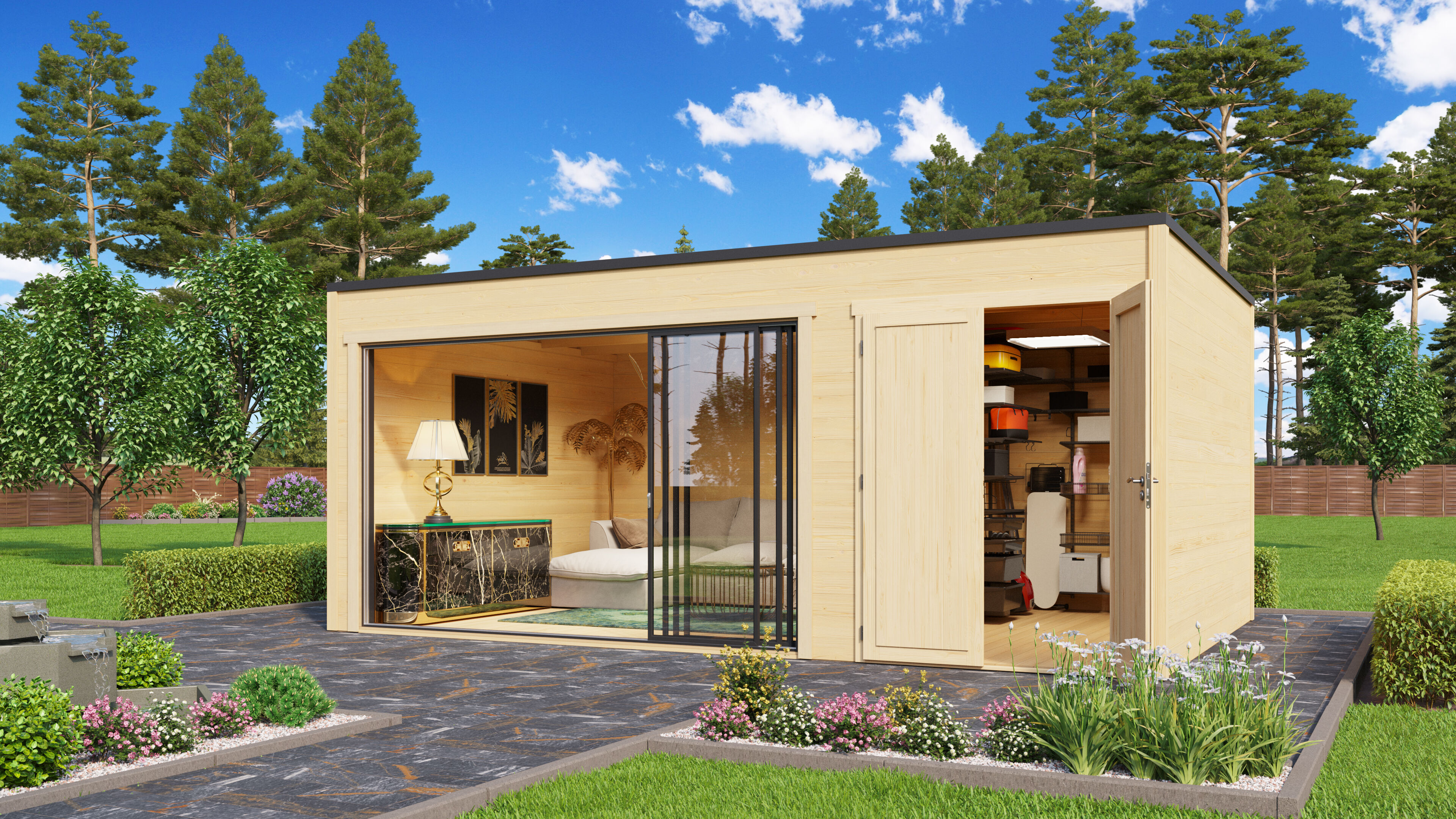 Fjordholz Gartenhaus Modell Q-BIC Alu 44 H
