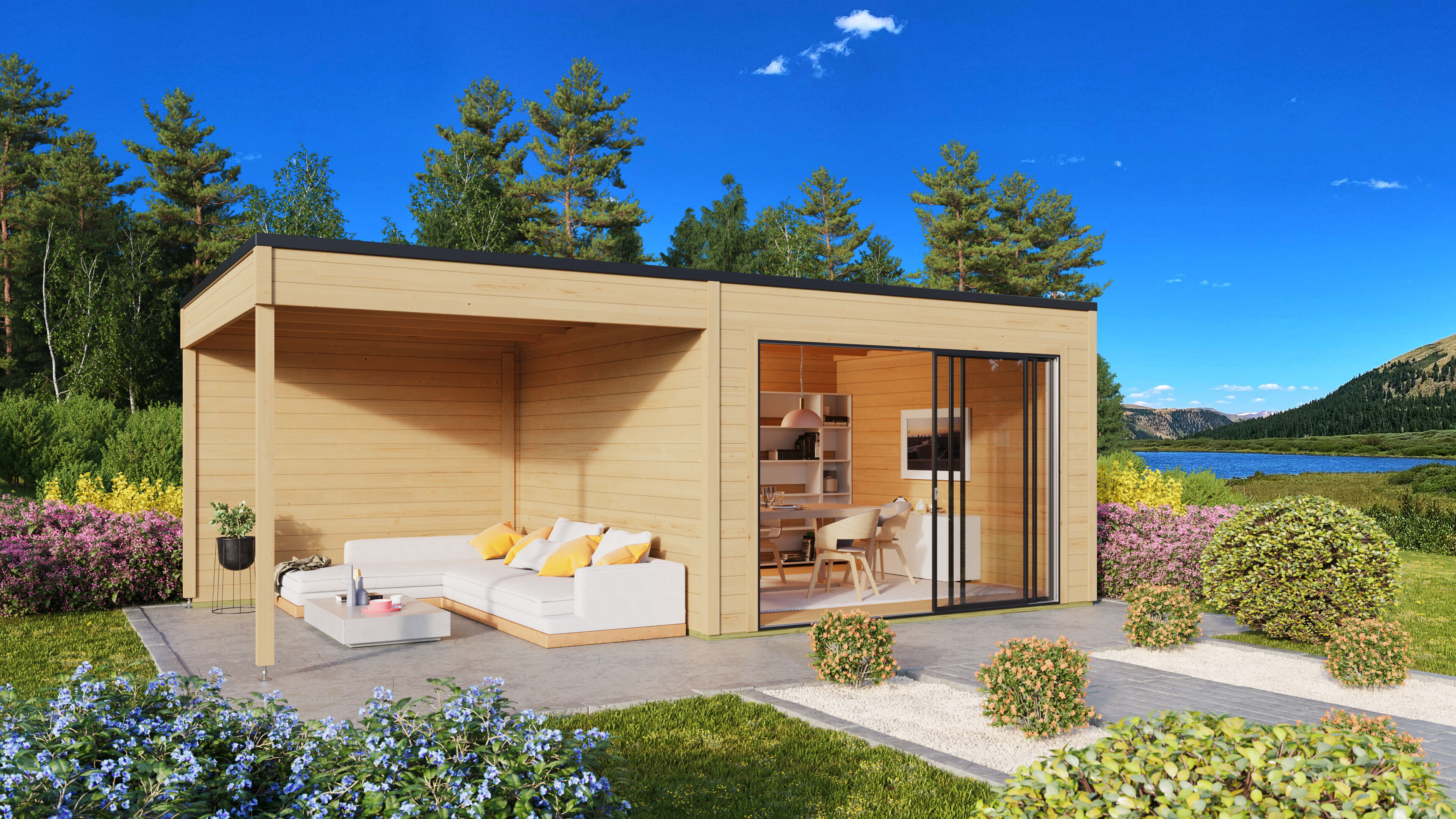 Fjordholz Gartenhaus Modell Q-BIC Alu 70 A + SD