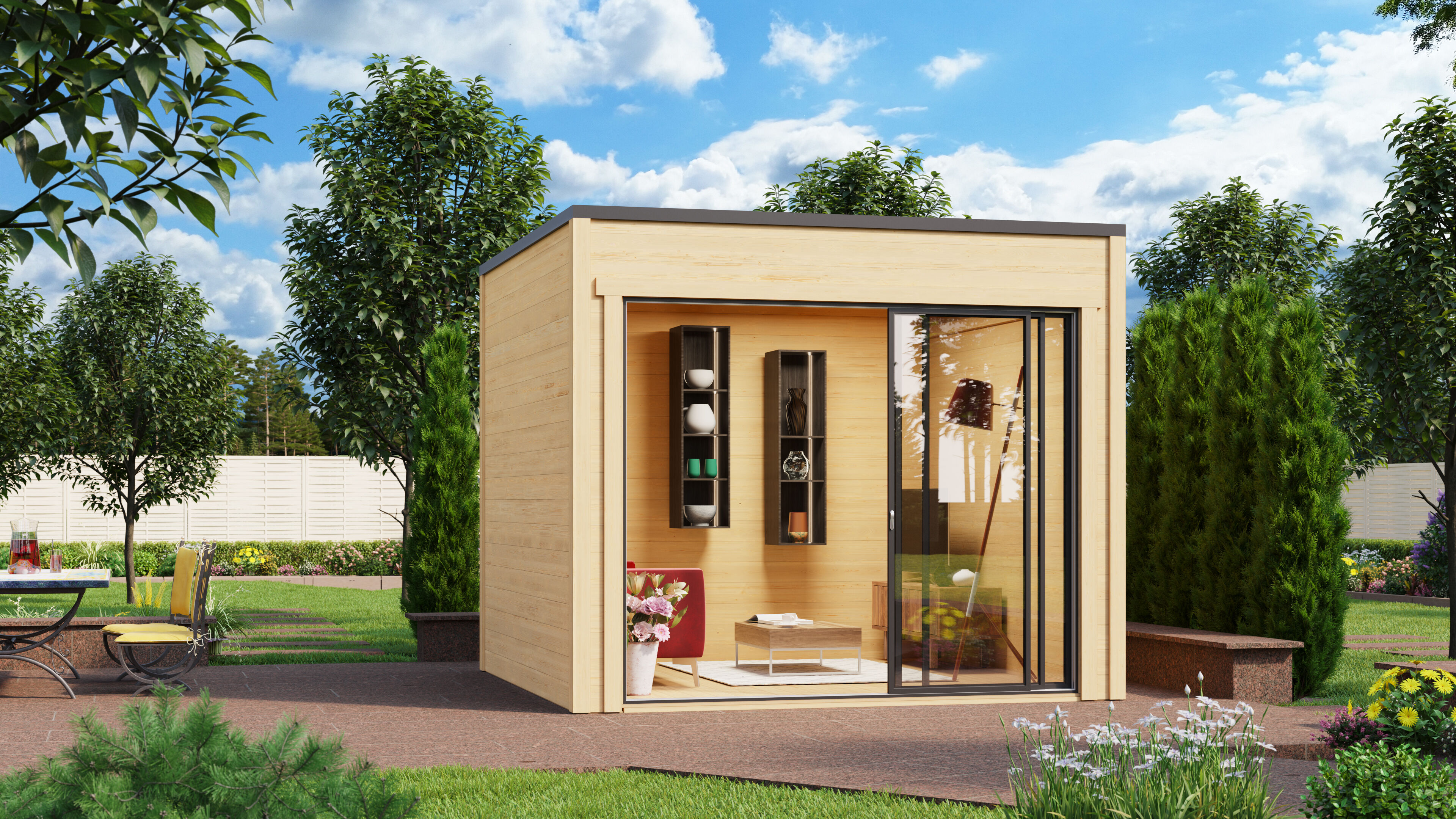 Fjordholz Gartenhaus Modell Q-BIC Alu 70 G