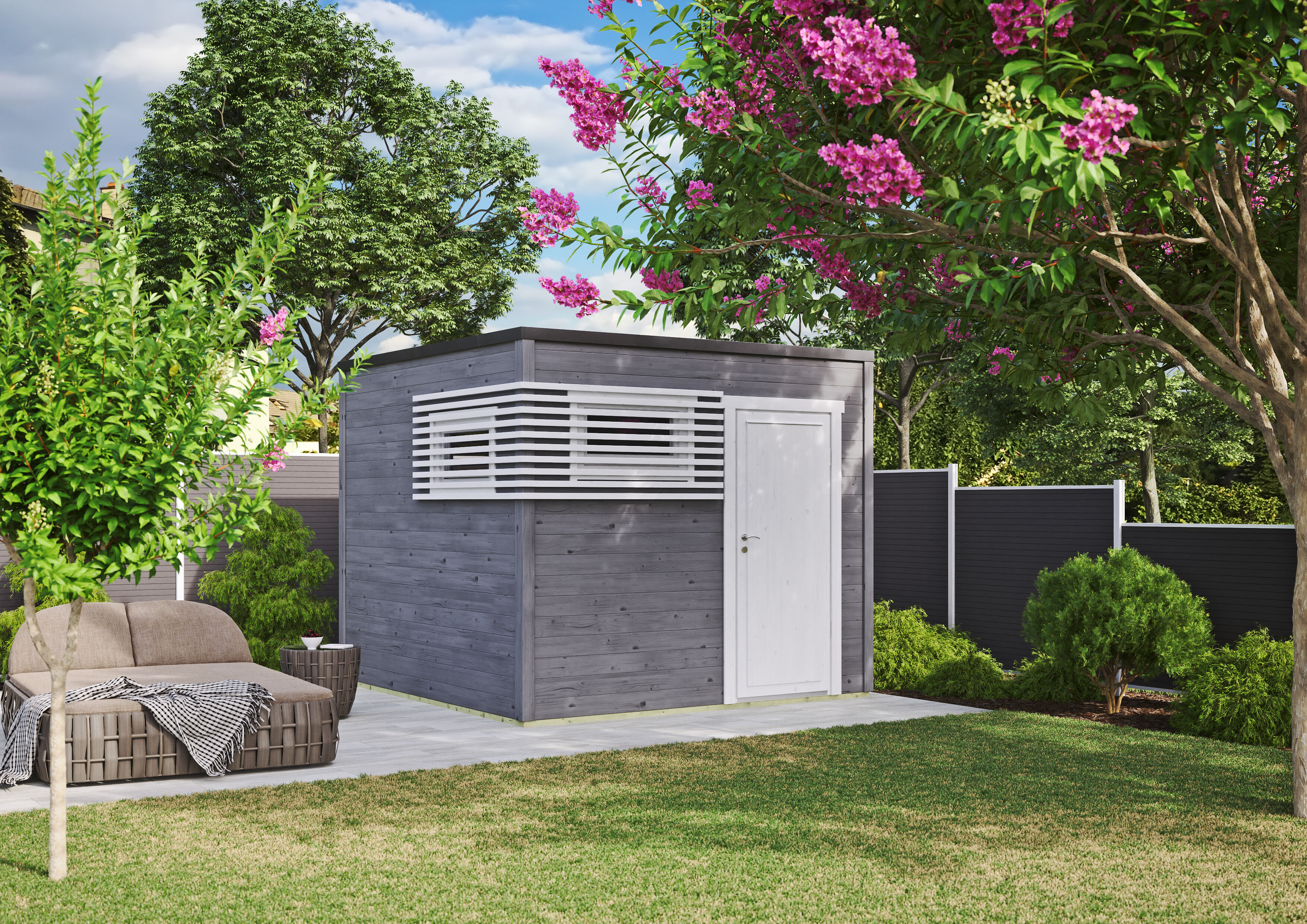 Fjordholz Gartenhaus Modell Q-BIC Modern 44 A