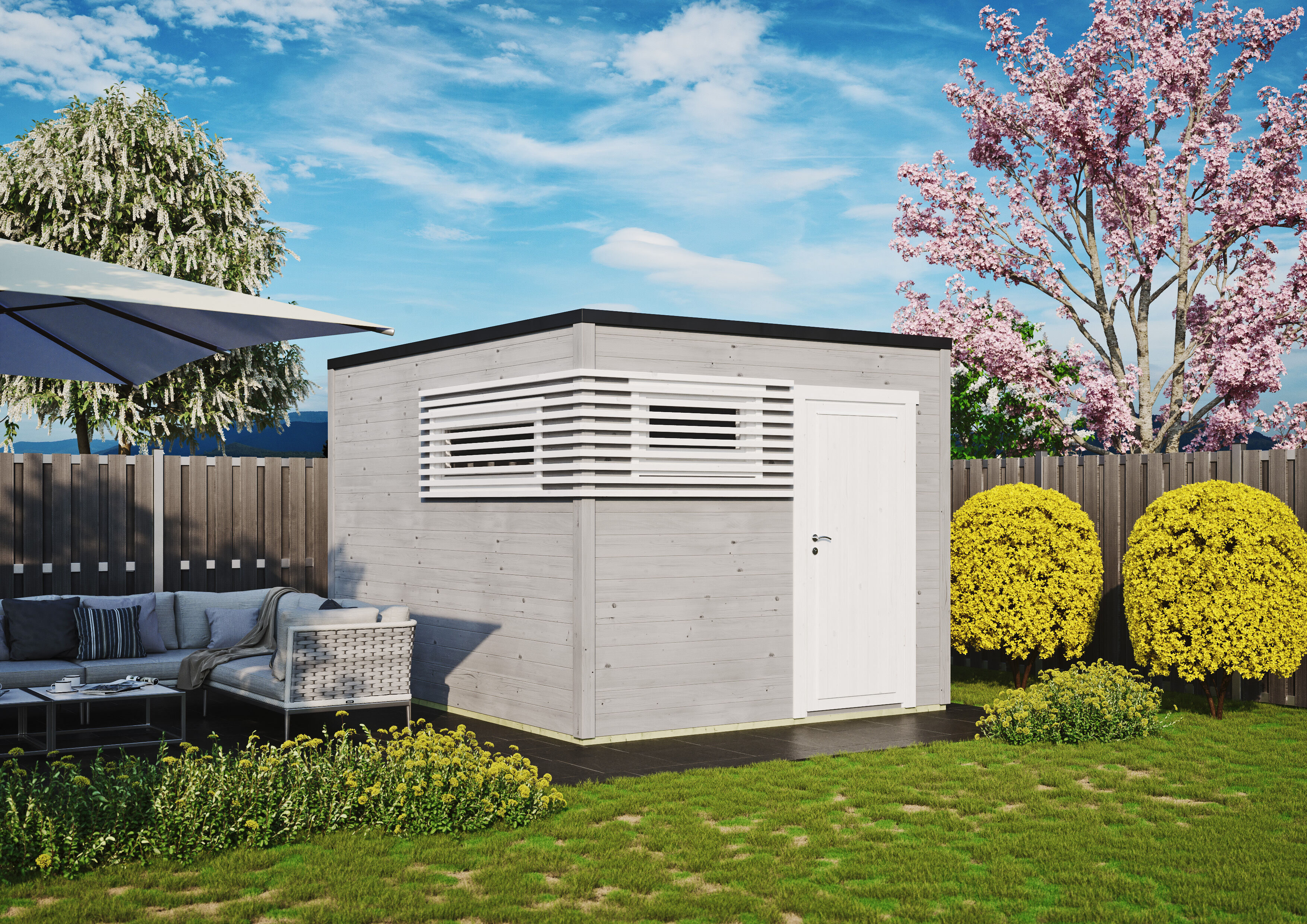Fjordholz Gartenhaus Modell Q-BIC Modern 44 B