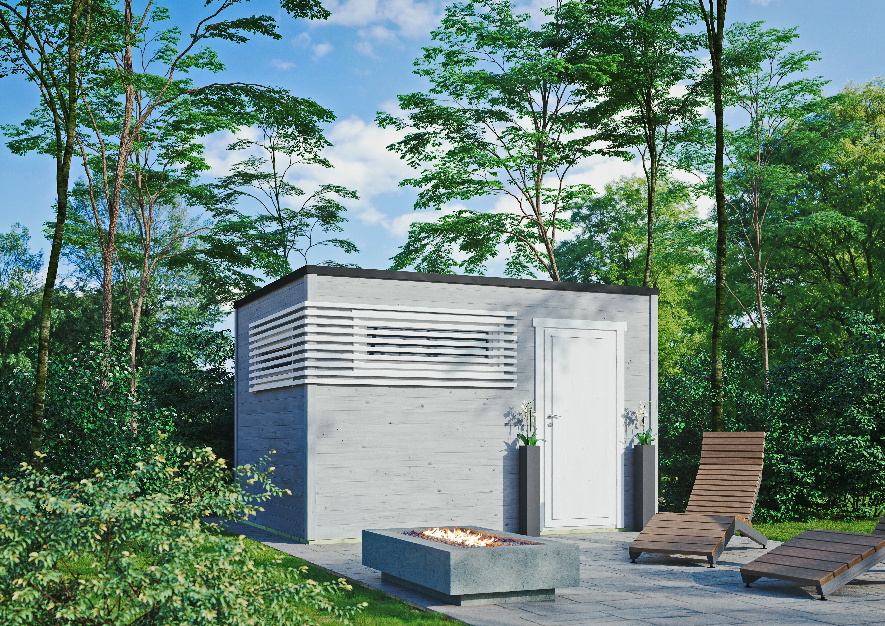 Fjordholz Gartenhaus Modell Q-BIC Modern 44 C