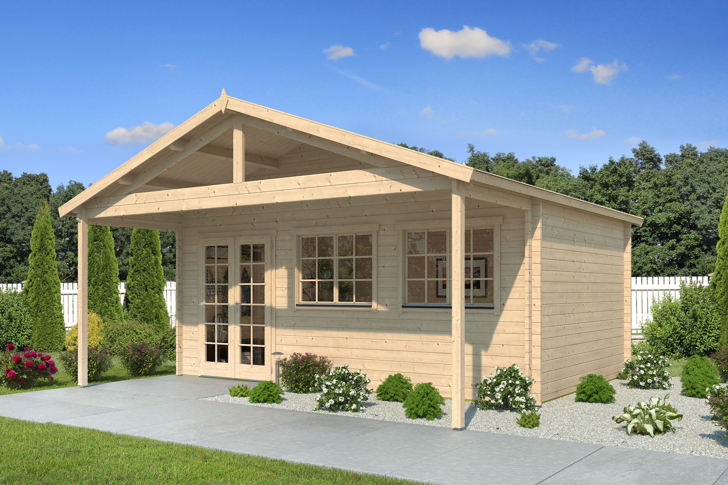 Fjordholz Gartenhaus Modell Rolf 44 B mit Vordach
