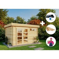 Premium Set Gartenhaus Leandro 9m² Flachdach inkl. Montage