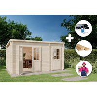 Premium Set Gartenhaus Maria 9,8m² mit Anbau inkl. Montage