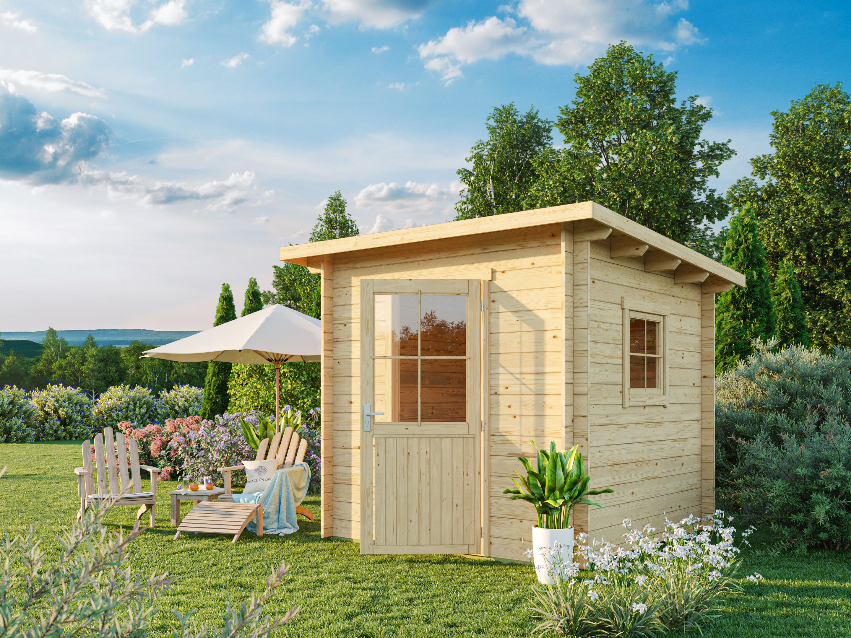 Fjordholz Pultdach Gartenhaus Modell Ezra 1C