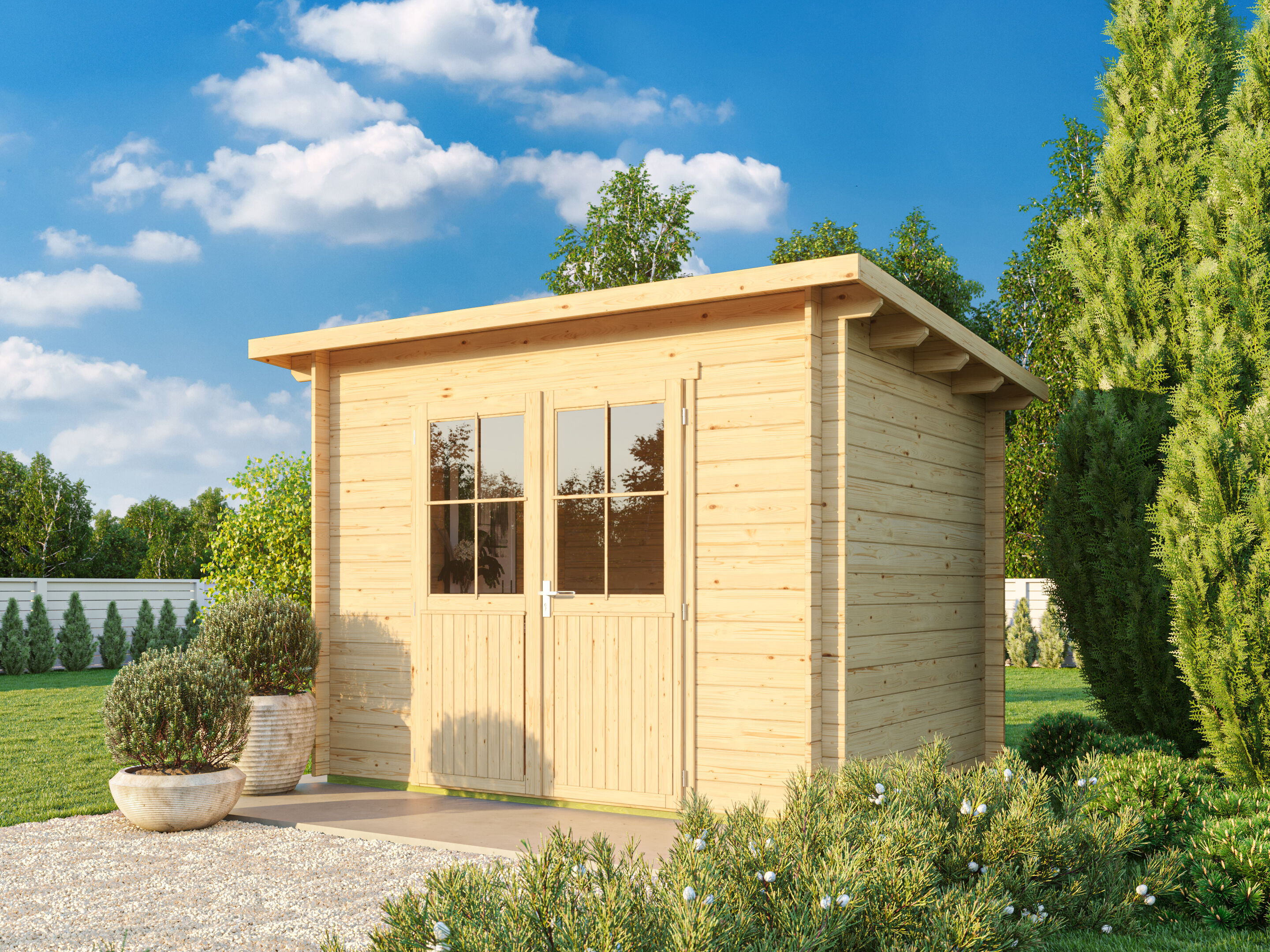 Fjordholz Pultdach Gartenhaus Modell Ezra 2D