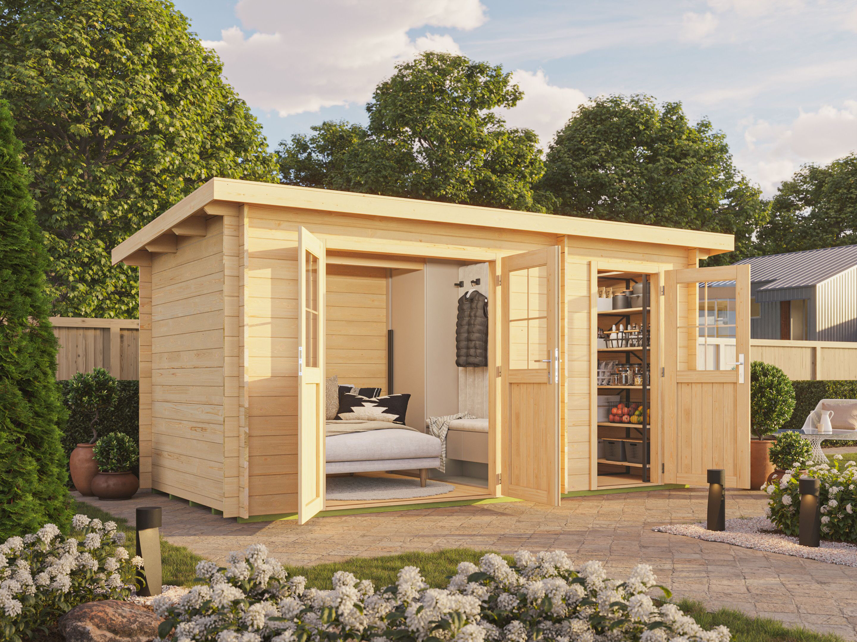 Fjordholz Pultdach Gartenhaus Modell Ezra 2H, Kief