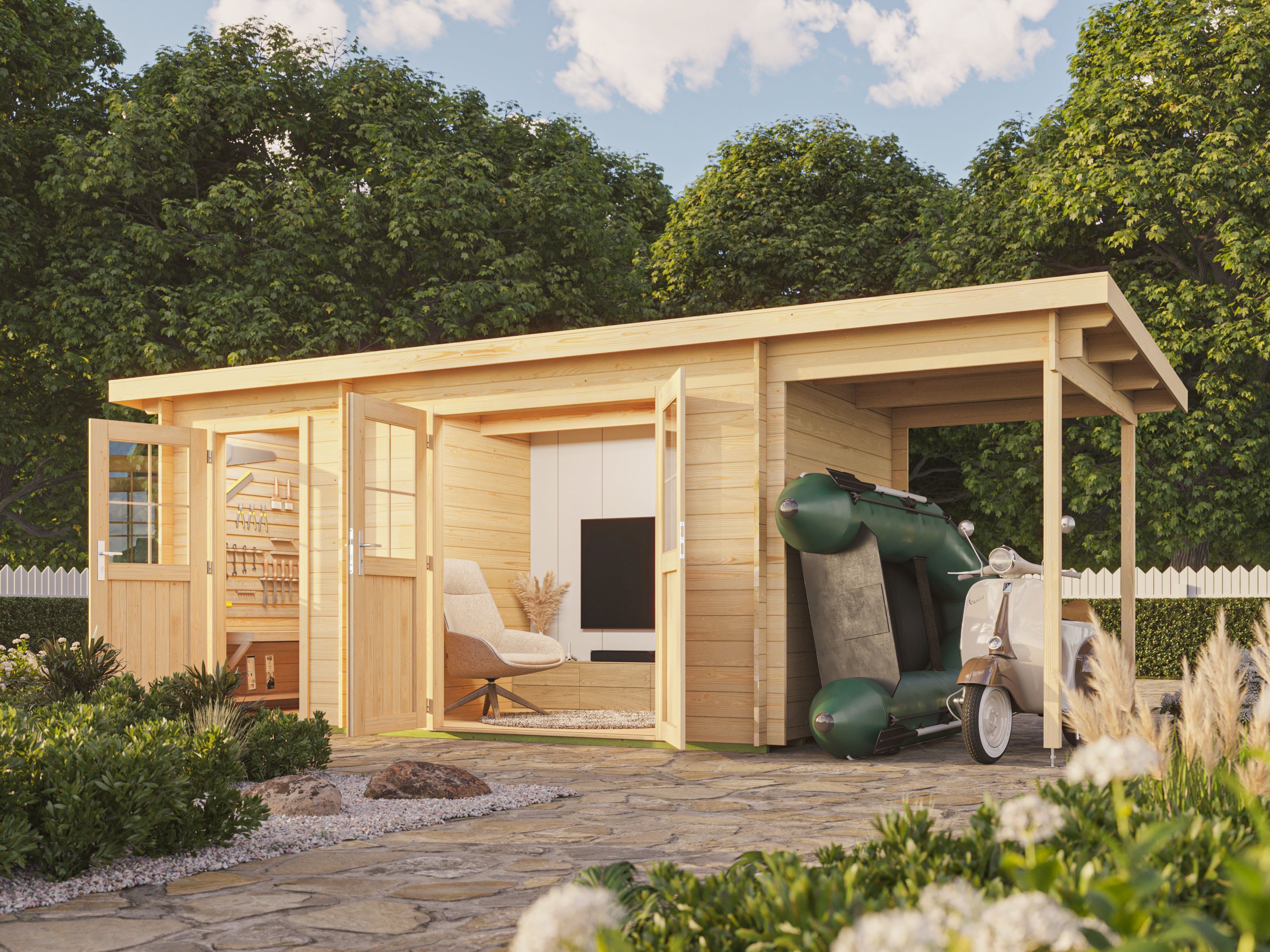 Fjordholz Pultdach Gartenhaus Modell Ezra 2I