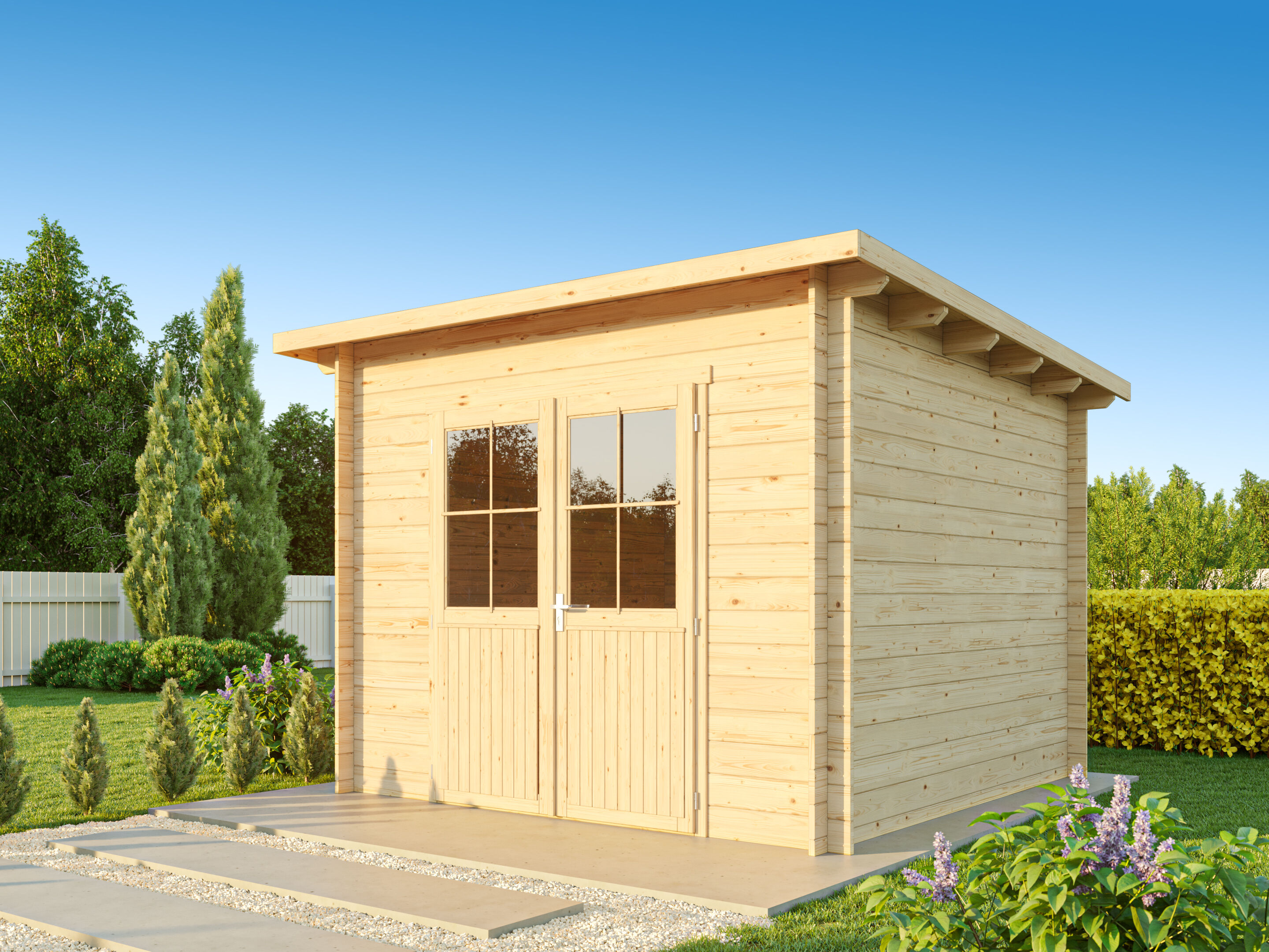 Fjordholz Pultdach Gartenhaus Modell Ezra 3D