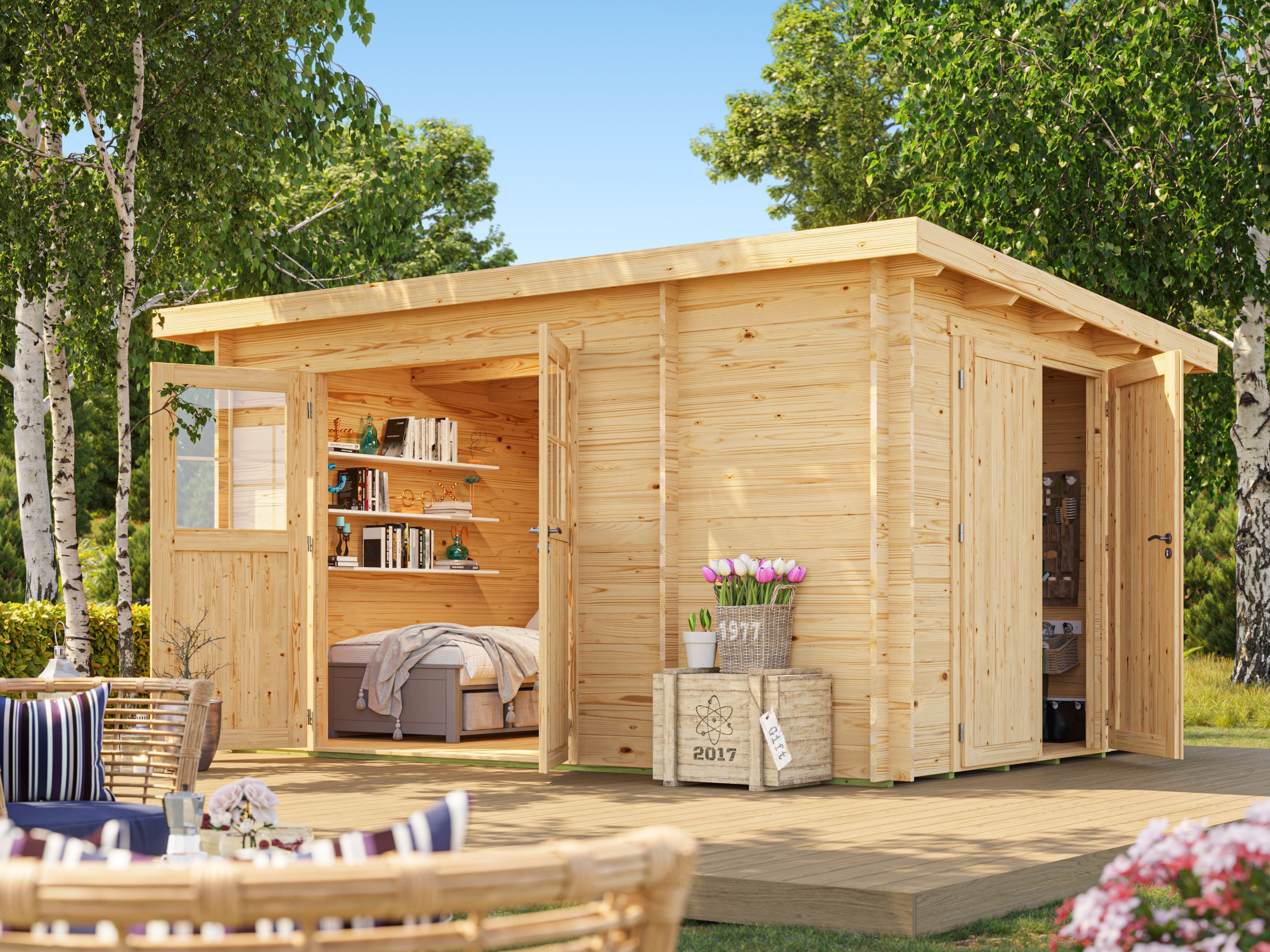 Fjordholz Pultdach Gartenhaus Modell Ezra 3L