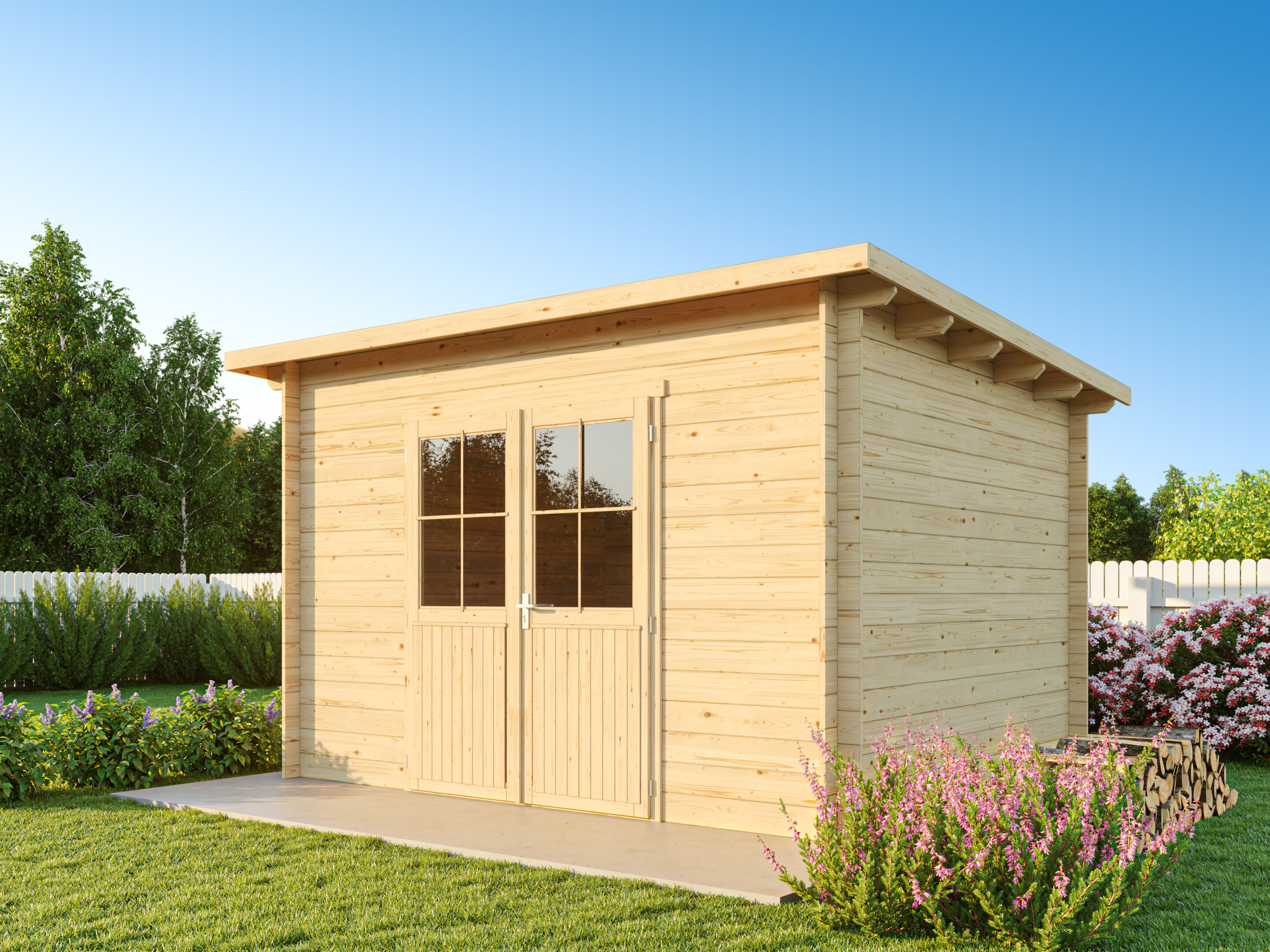 Fjordholz Pultdach Gartenhaus Modell Ezra 4D