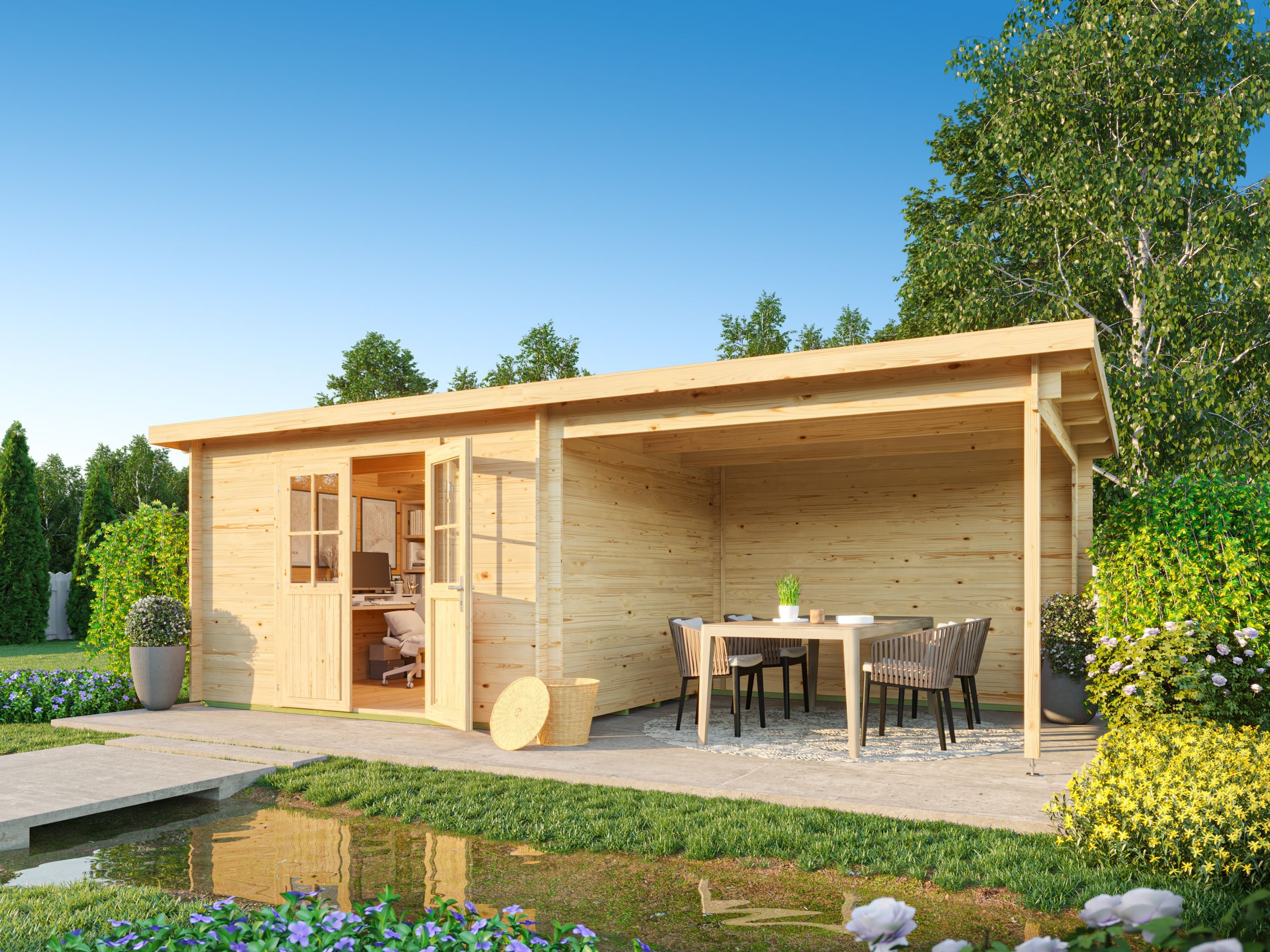 Fjordholz Pultdach Gartenhaus Modell Ezra 4J