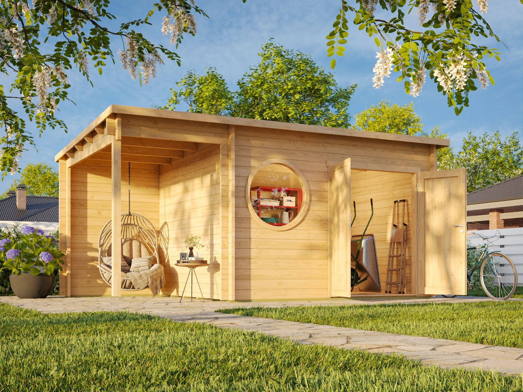 Fjordholz Pultdach Gartenhaus Modell Ezra 4O