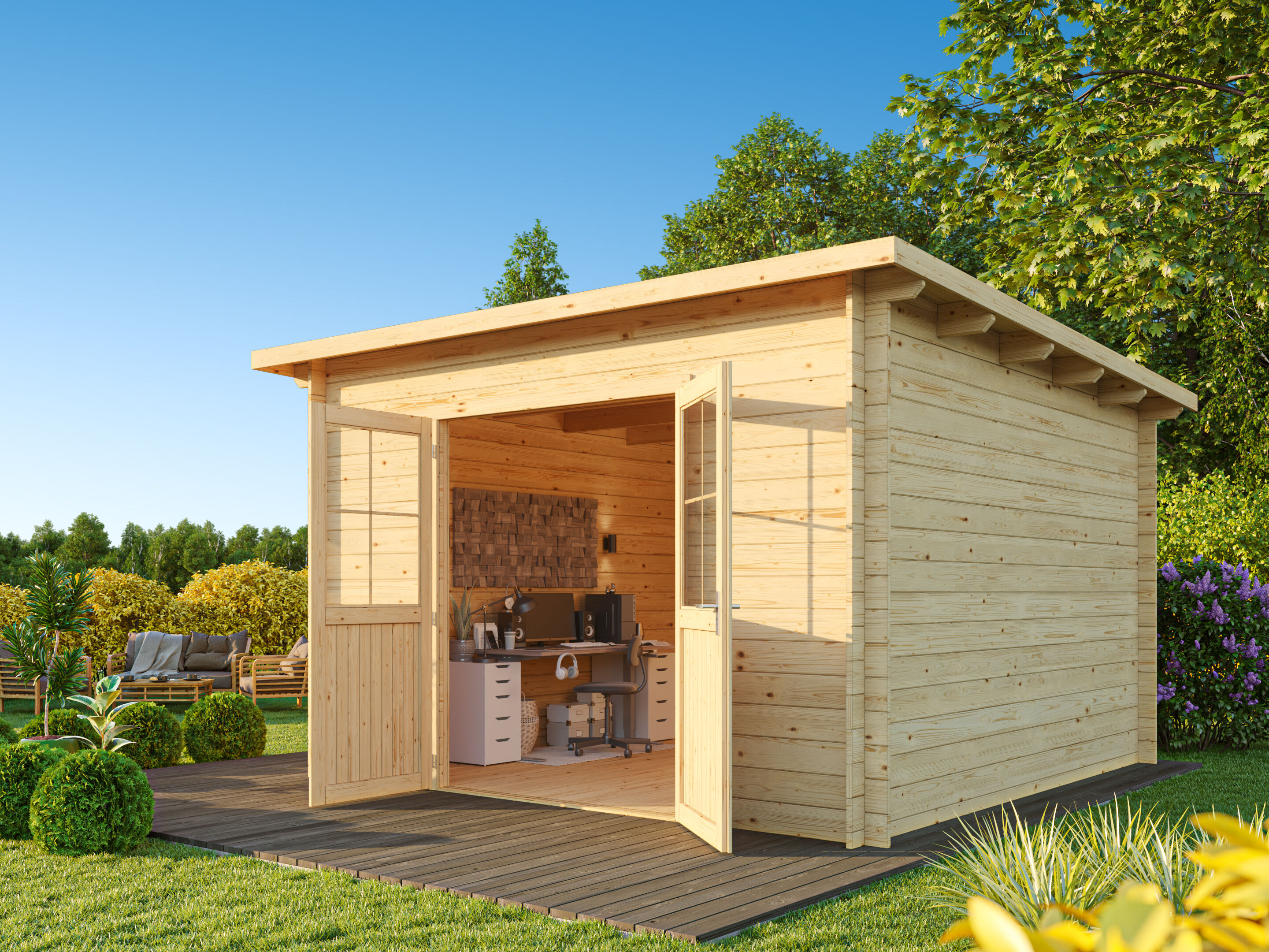 Fjordholz Pultdach Gartenhaus Modell Ezra 5D