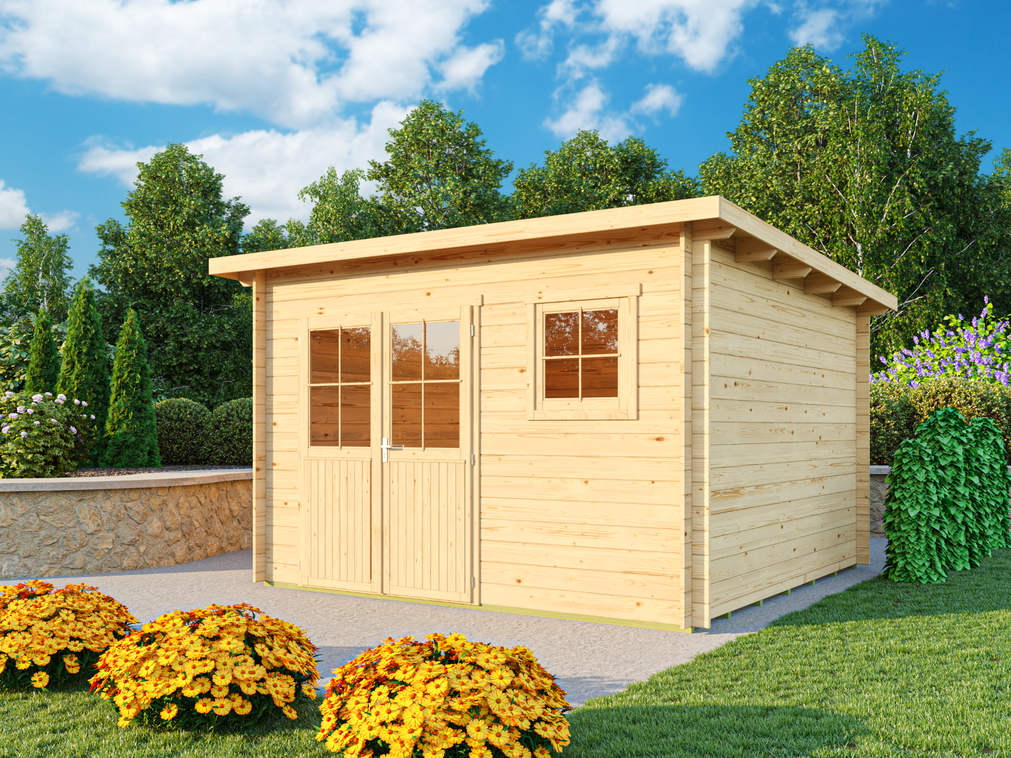 Fjordholz Pultdach Gartenhaus Modell Ezra 5F