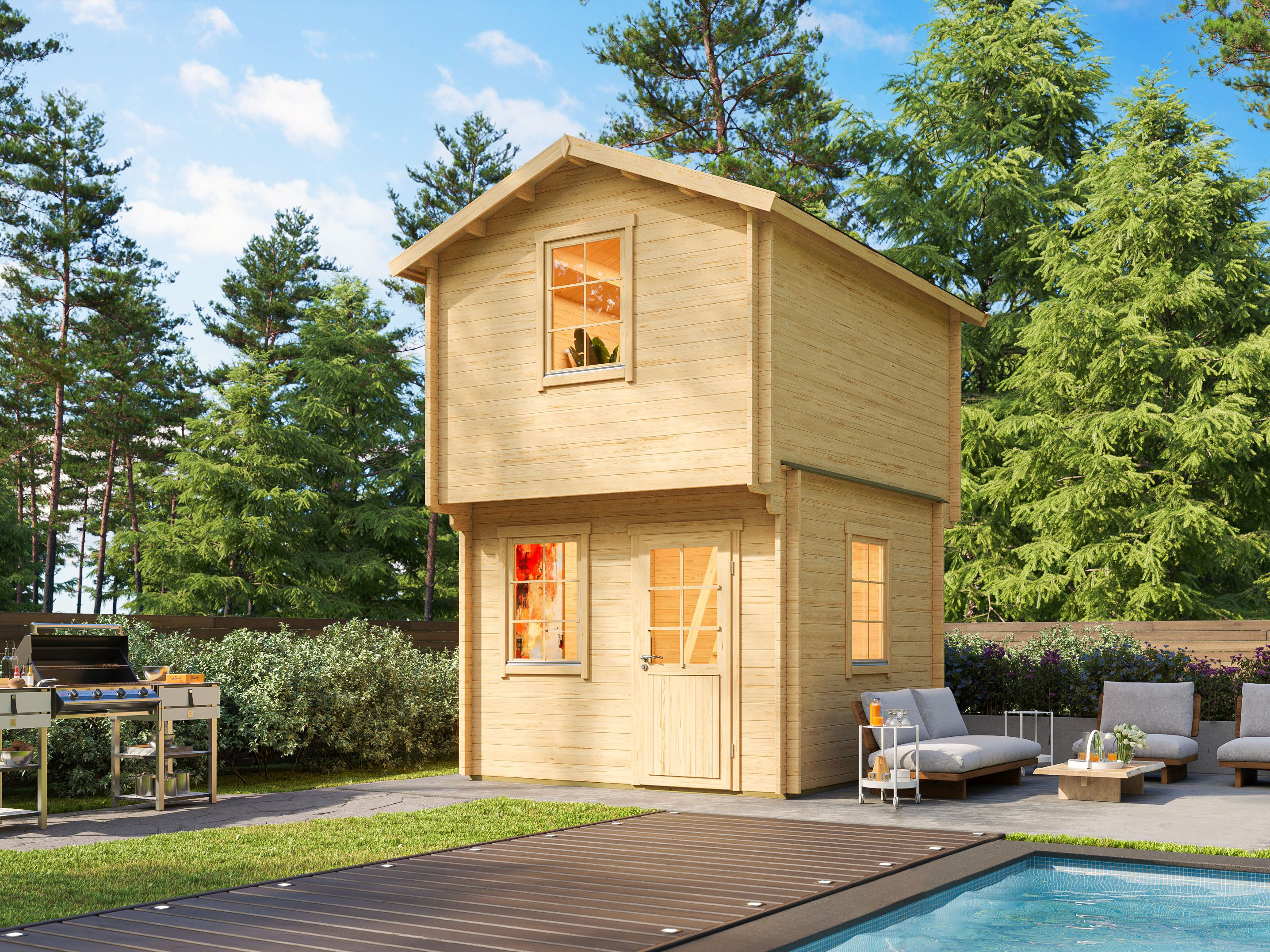 Fjordholz Satteldach Gartenhaus Modell Cyrene 44