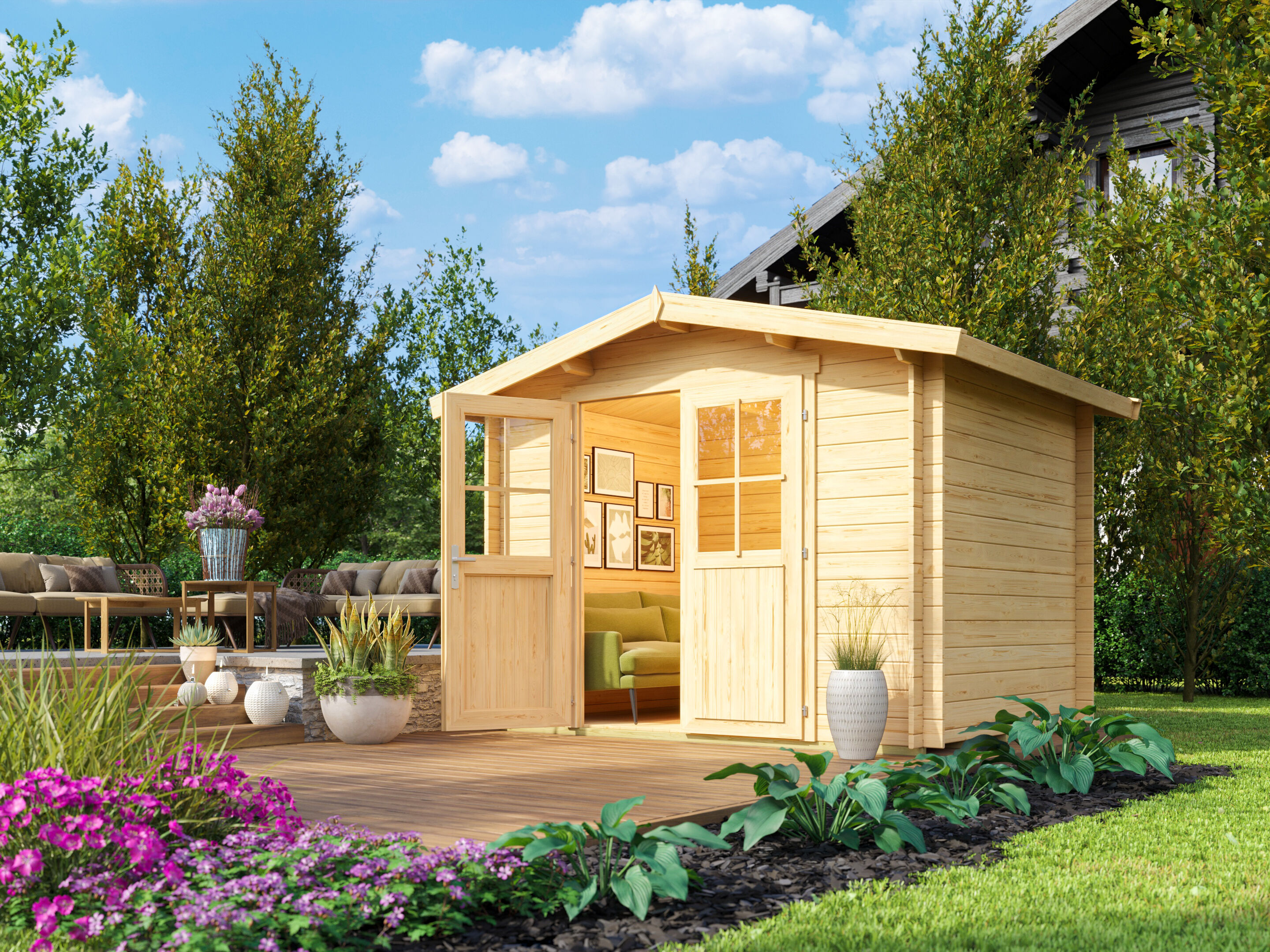 Fjordholz Satteldach Gartenhaus Modell Eliza 2D