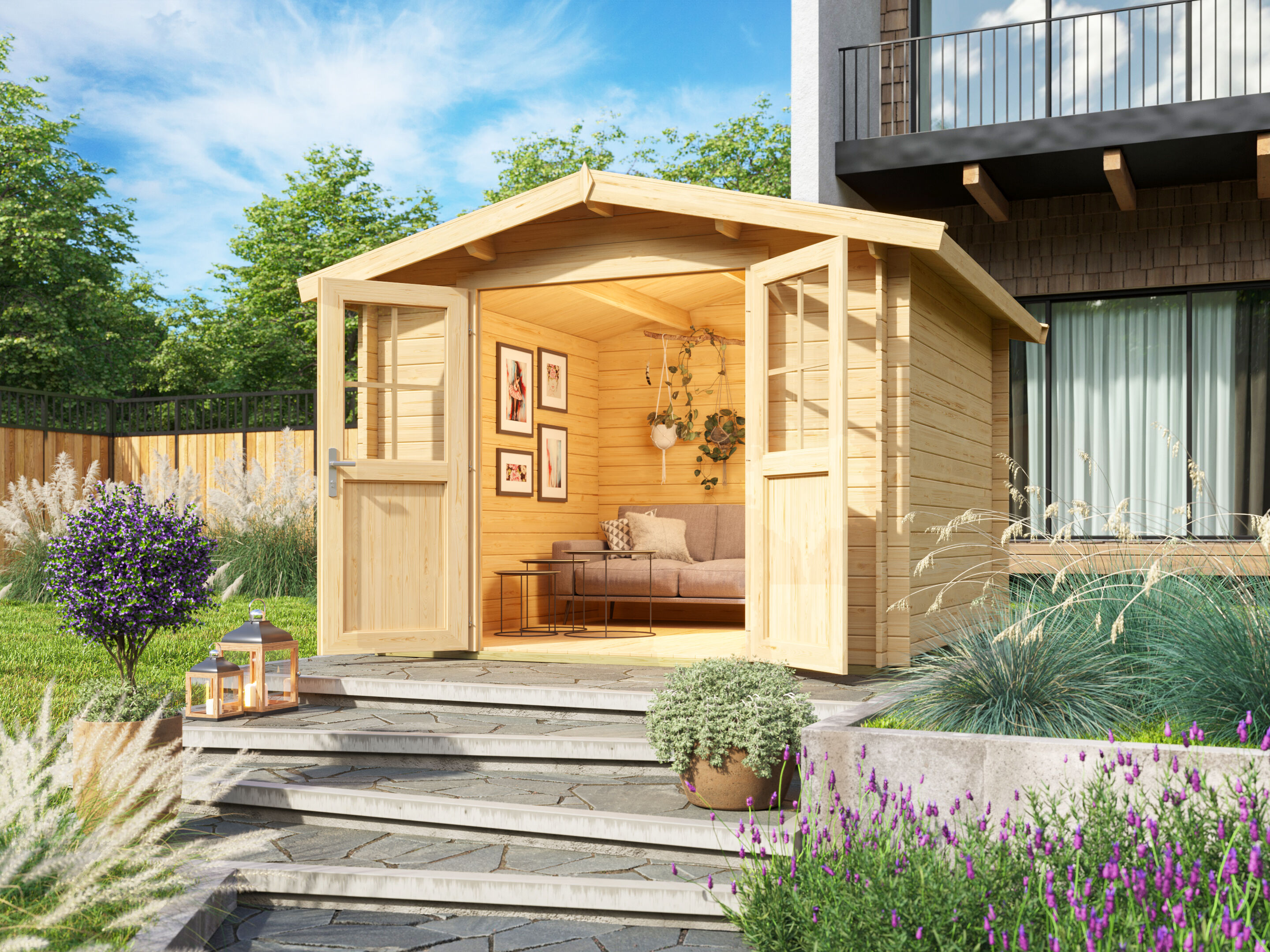 Fjordholz Satteldach Gartenhaus Modell Eliza 3D