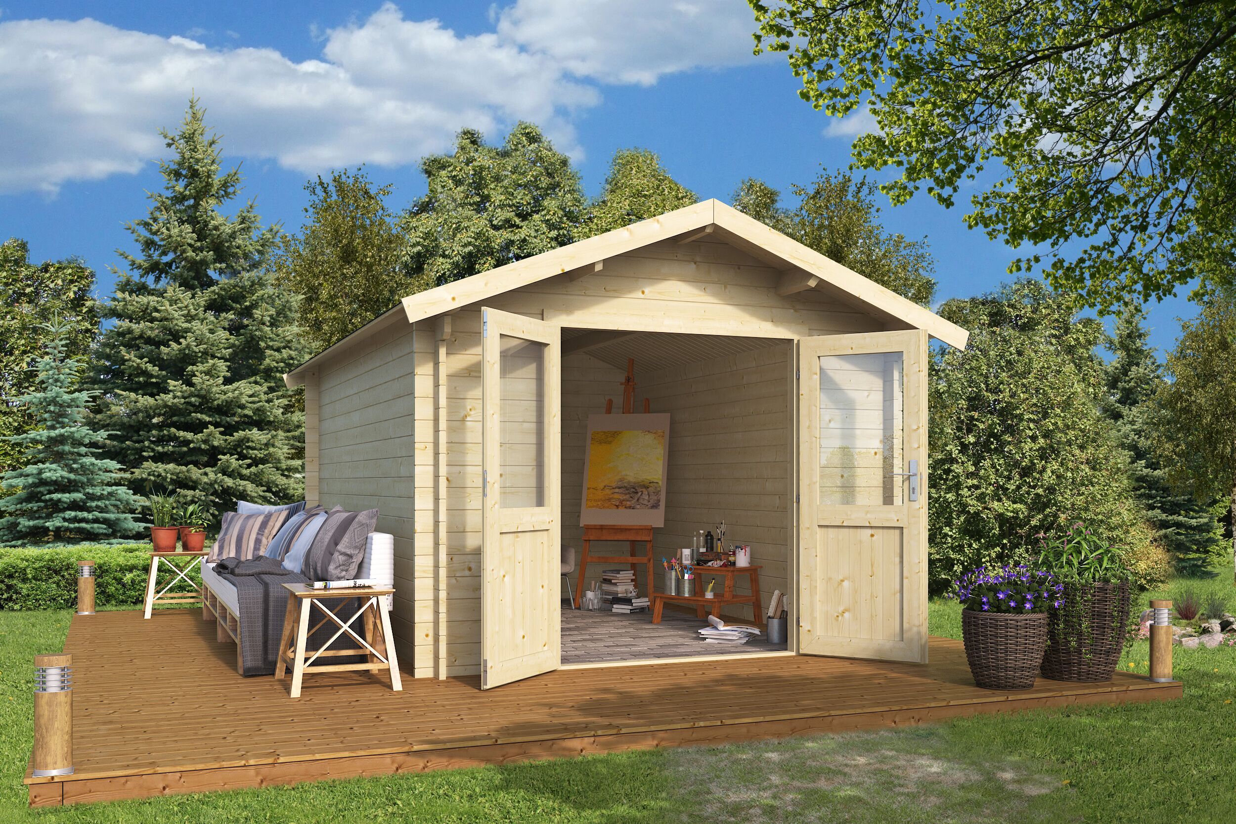 Fjordholz Satteldach Gartenhaus Modell Leipzig 44