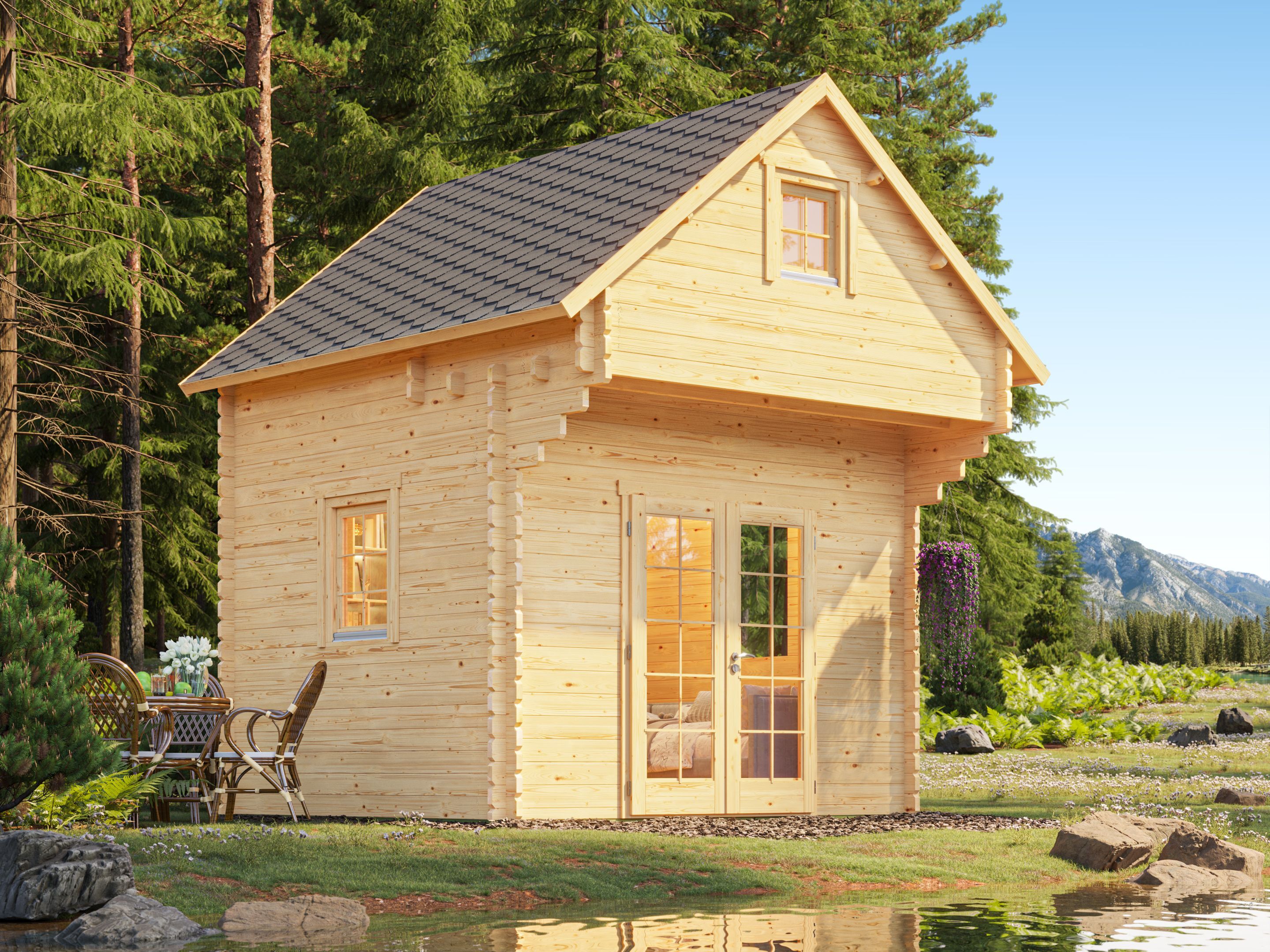 Fjordholz Satteldach Gartenhaus Modell Ontario 44